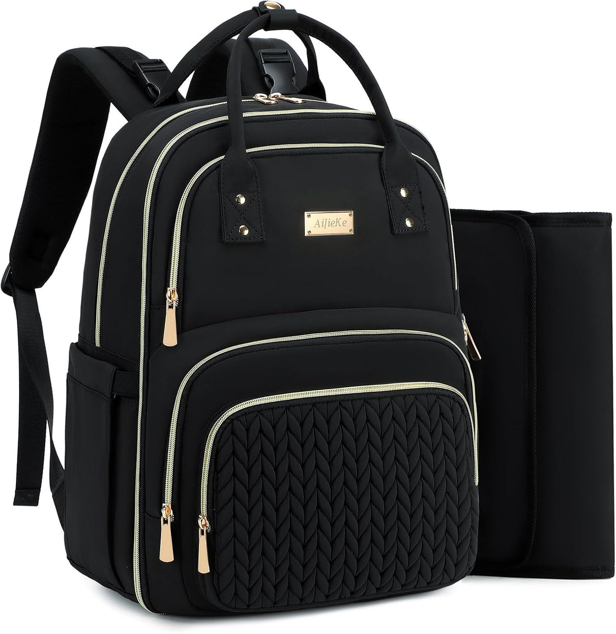 Diaper Bag Backpack - Large Multi functional, Boys, Girls & Baby Travel Essentials Tote with Changing Pad, Insulated Pockets, Stroller Straps, Waterproof - Baby Backpack for Mom & Maternity (Black)