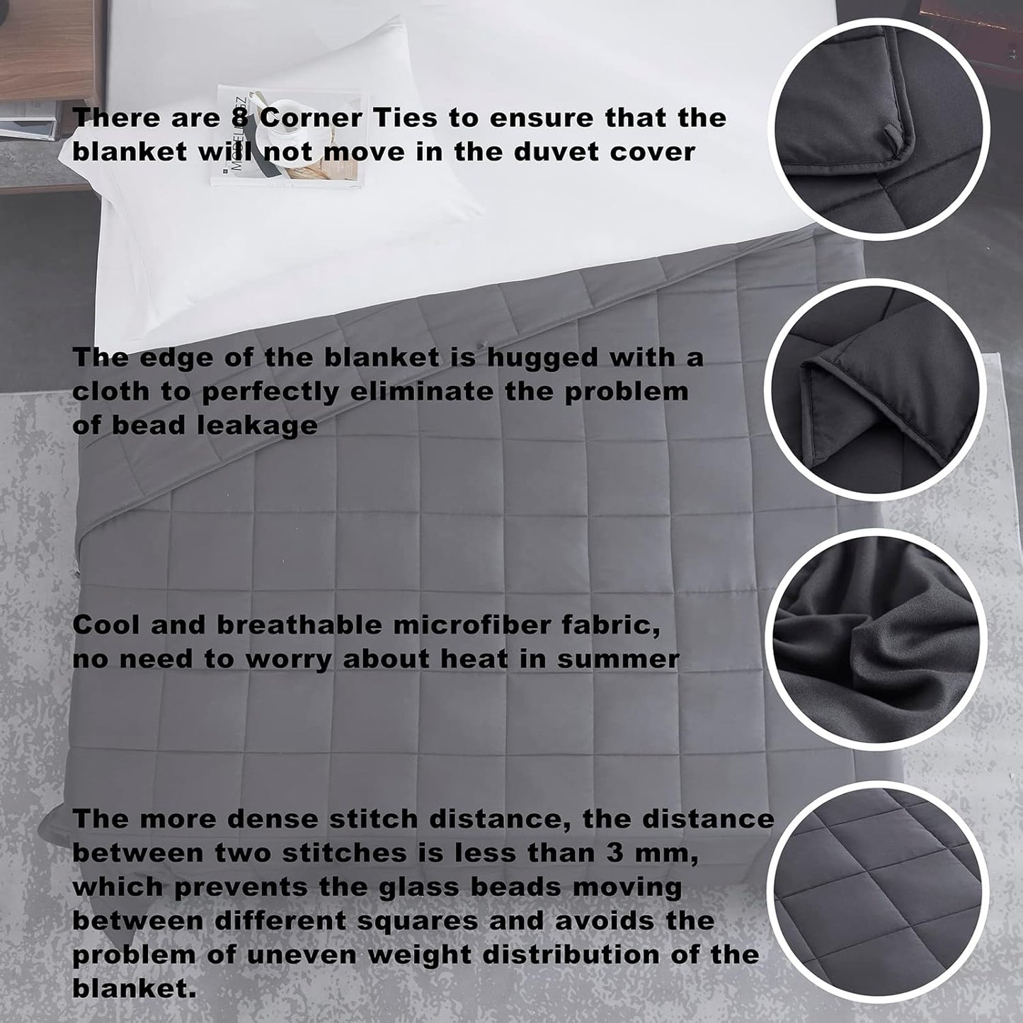 Weighted Blanket 25lbs 88"x104" Cooling Breathable Heavy Blanket Microfiber Material with Glass Beads for Adult All-Season Summer Fall Winter Soft Thick Comfort