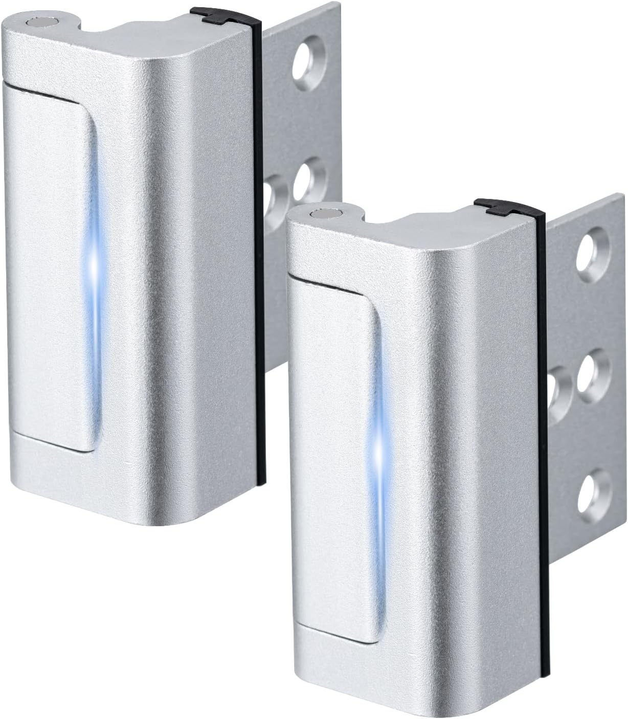 2 Pack Home Security Door Lock,Childproof Door Reinforcement Lock,with 3" Stop Withstand 800 lbs,for Inward Swing Doors,Night Kids Safety Metal Flip Lock Deadbolt Latch (Silver)