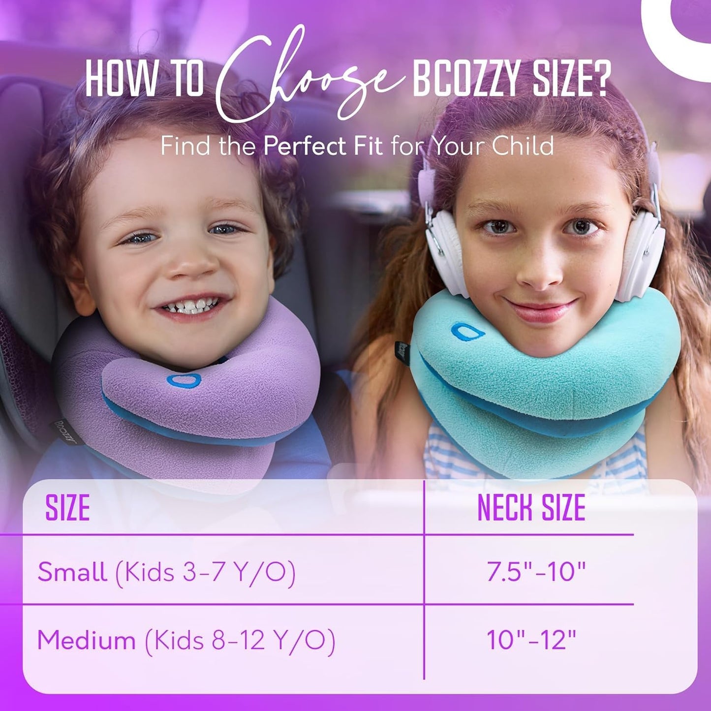 BCOZZY 3-7 Y/O Kids Travel Pillow for Car & Airplane, Soft Kids Neck Pillow for Traveling in Car Seat, Provides Double Support for Toddlers Head & Chin in Road Trips, Washable, Small Size, Unicorn