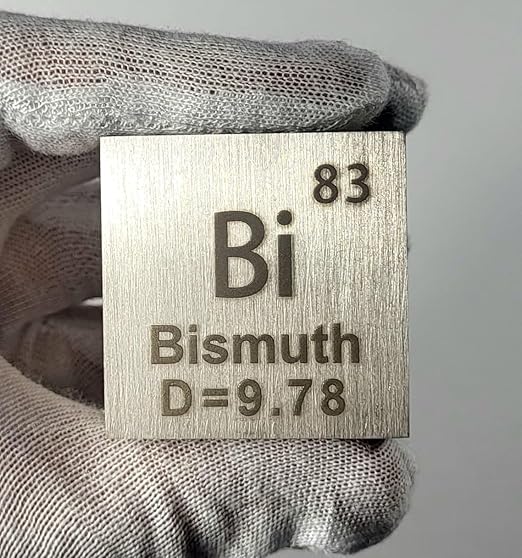 1.5" 38.1mm Bismuth Metal Cube Bi up to 99.9% Pure Periodic Table Element Engraved Density Collection Science Education Display Block Cube + Acrylic Case Box - 1PC