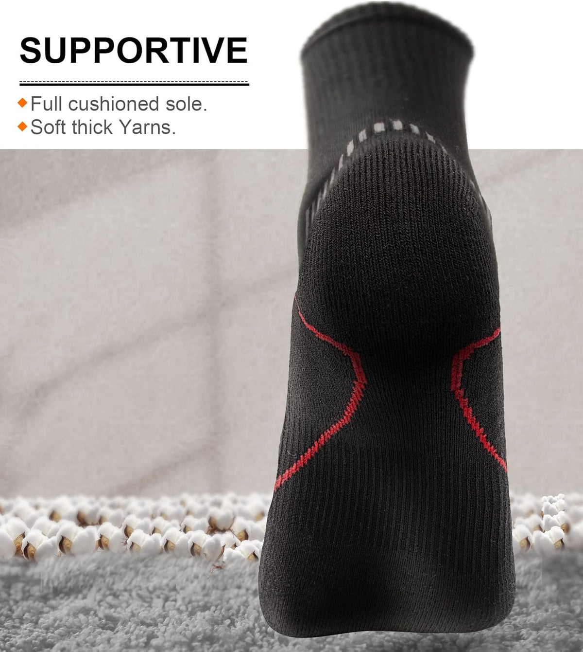 BULLIANT Compression Socks for Men 6Pairs, Athletic Crew Socks Cushioned For Men Sports Running-Arch Support
