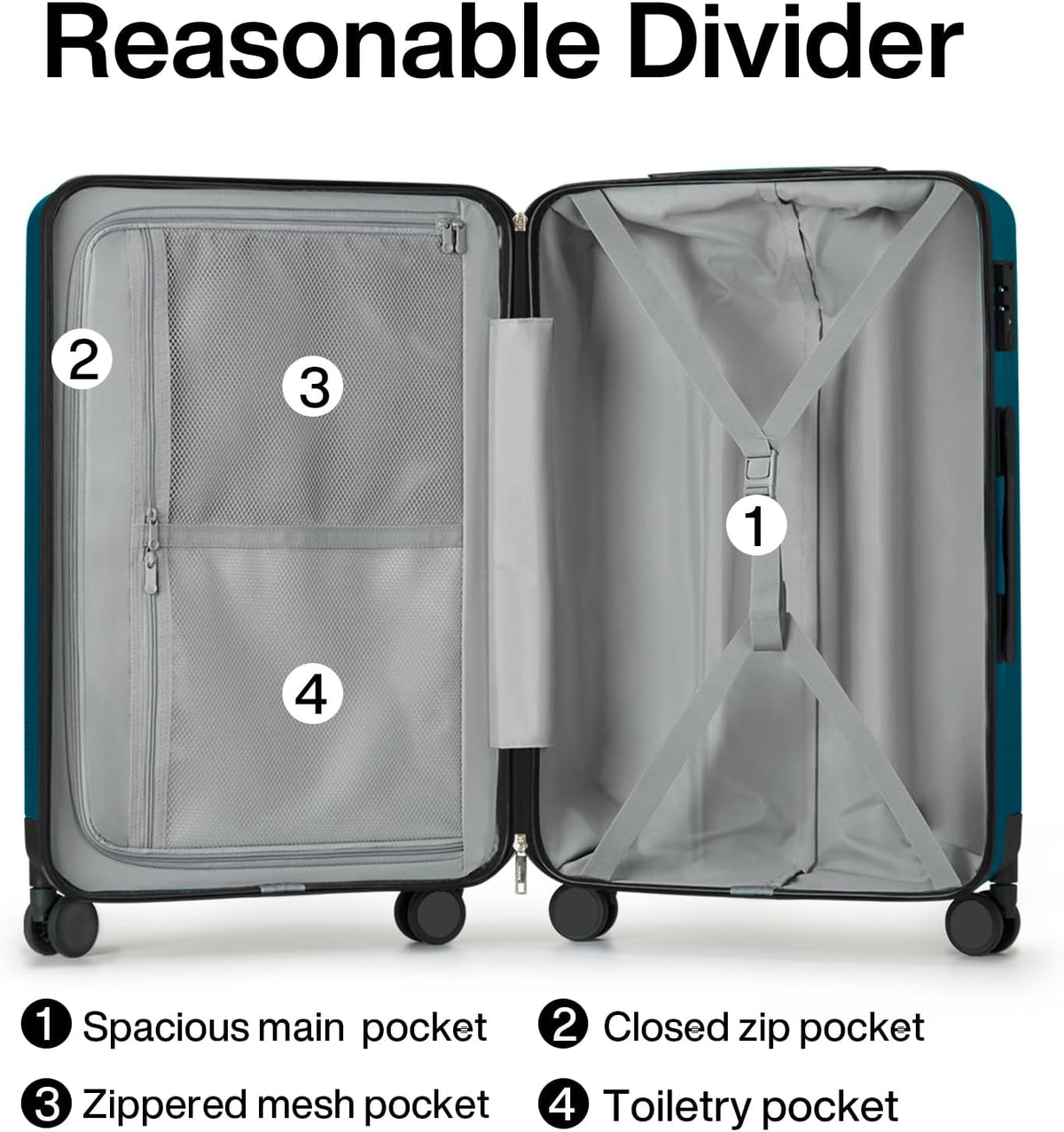 Hanke Luggage Sets 3 piece Carry On Luggage with Wheels PC Hard Shell Suitcases Lightweight Checked Travel Luggage Extra Large Travel Suitcase Woman Men 20/24/29 Inch(Caribbean Blue)