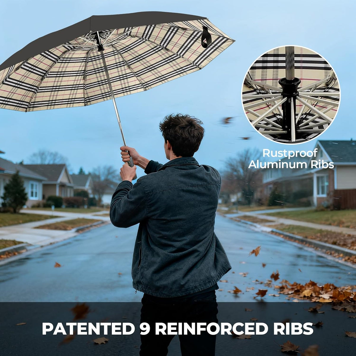 LLanxiry Compact Travel Umbrella, Mini Windproof Umbrellas for Rain & Sun, Small Lightweight Outdoor UV Umbrella, Portable Folding Umbrellas for Travel