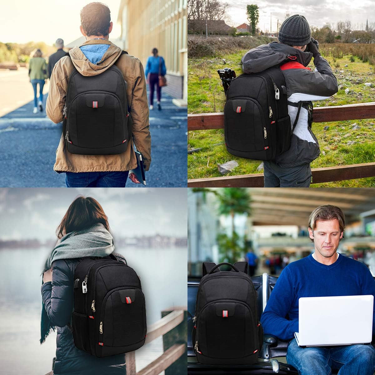 Laptop Backpack for Men, Large Anti-Theft Business Travel Backpack with USB Charging Port, Water Resistant College Computer Bag for Men/Women for 17 Inch Laptop and Notebook