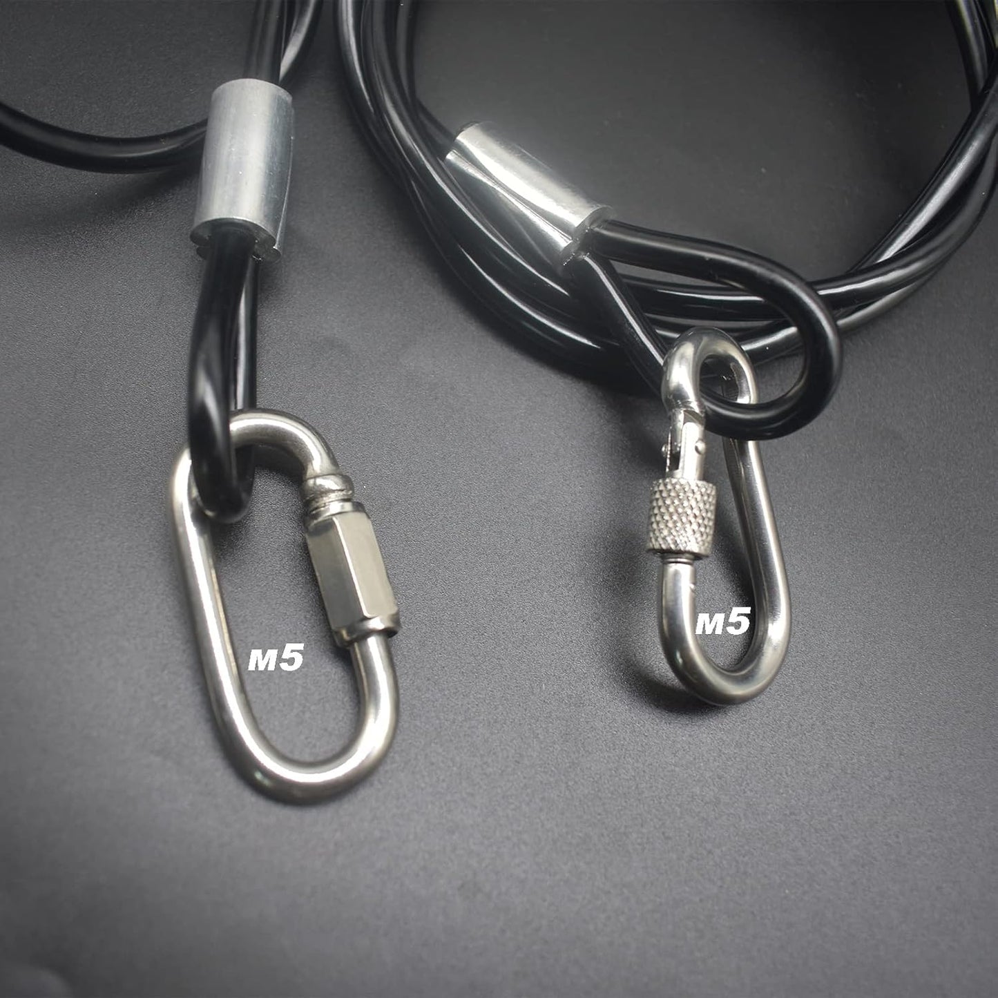 16FT 4mm Stainless Steel Outdoor Travel Security Cable Lock,Braided Steel Coated Safety Cable Luggage Lock,Safety Cable Wire Rope Double Loop