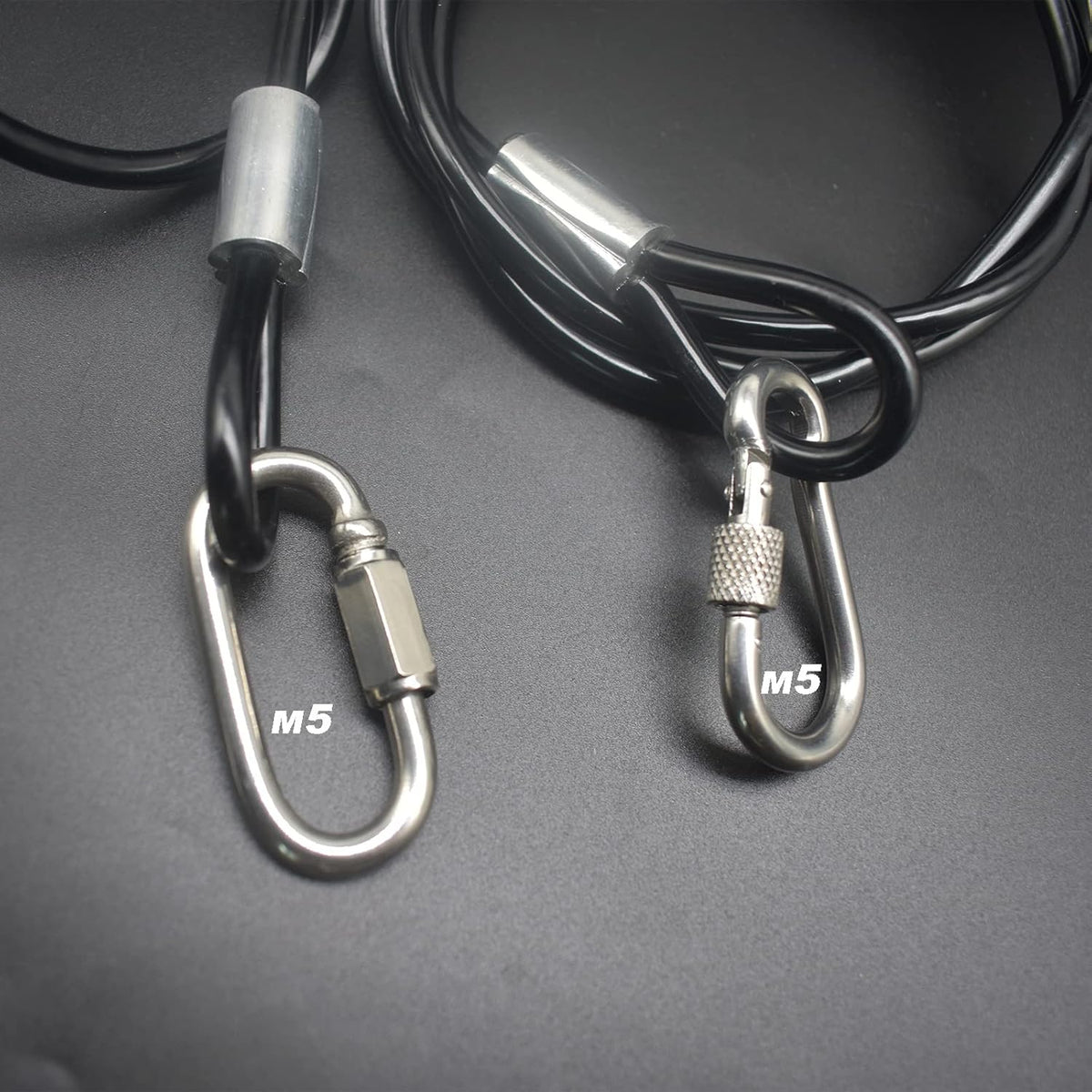 4 pcs 47 inch (120cm) 5mm Thickness Vinyl Cover Coated Galvanized Steel Wire Cable with Loops Security Lanyard Rope Tether Lock, Clear