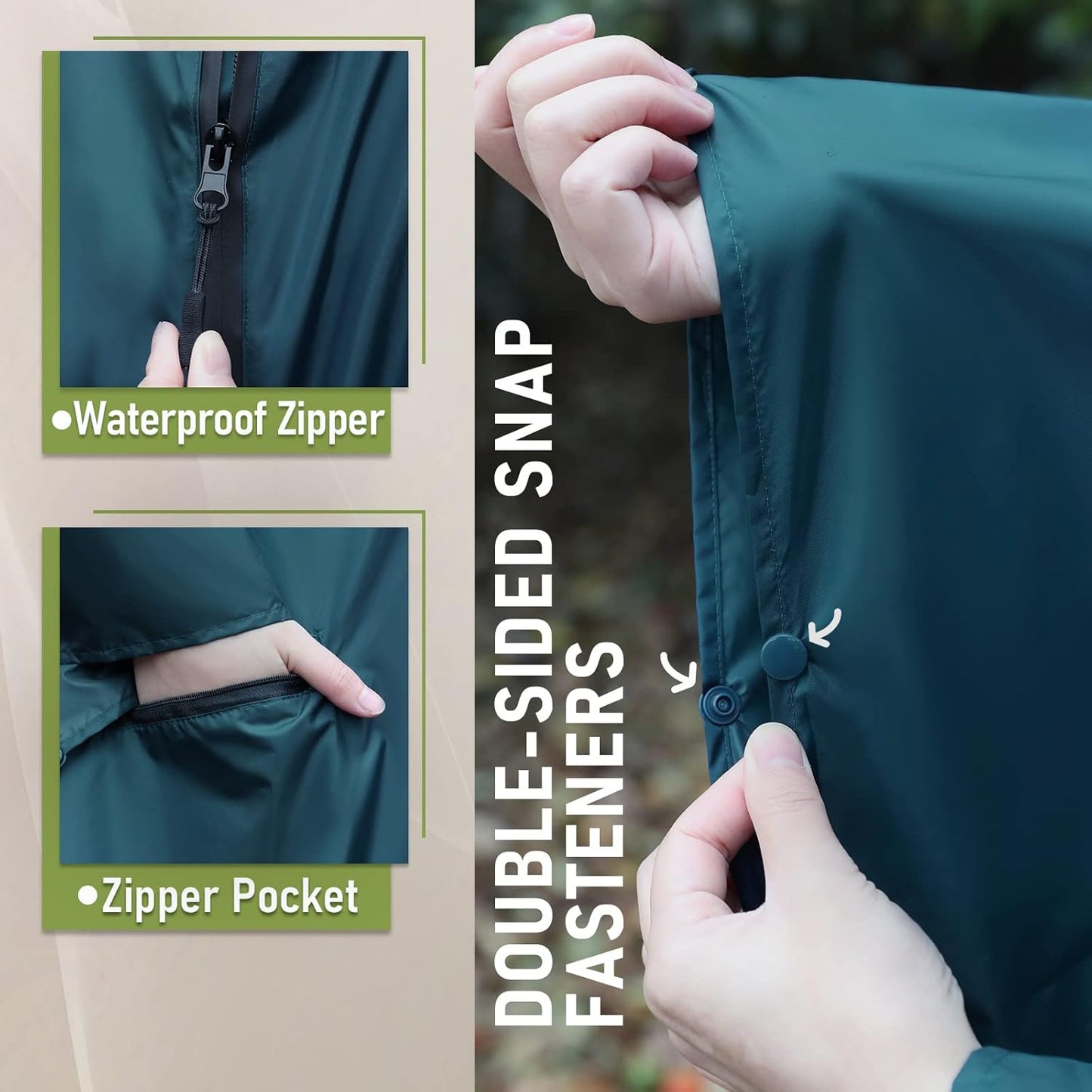 SaphiRose Unisex Rain Poncho Raincoat Hooded for Adults Women with Pockets