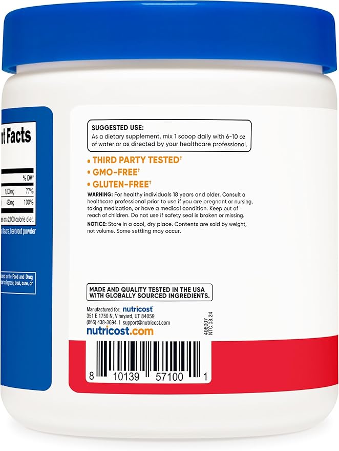 Nutricost Calcium Magnesium Powder (Fruit Punch, 30 Servings) - Bone Support, Non-GMO, Gluten Free (from Calcium Citrate and Magnesium Citrate)