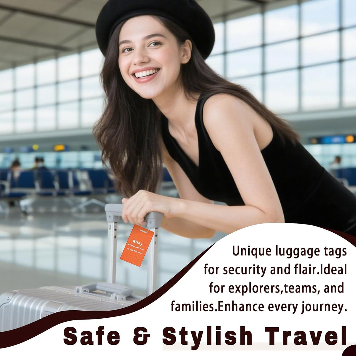4PCS Personalized Luggage Tags for Travel Durable Aluminium Luggage Tags for Suitcases Custom Bag Tags for Backpacks Heavy Duty Personalized Name Tags for Birthday Gifts (Large,Purple)