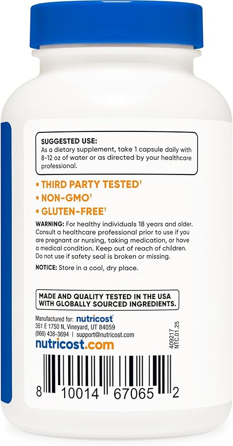 Nutricost L-Carnosine 500mg, 120 Capsules - Gluten Free & Non-GMO