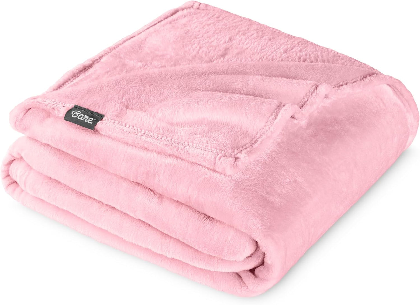 Bare Home Fleece Blanket - Extra Long - Light Pink - Throw for Bed, Sofa, Couch, Movie Night, Camping, and Travel - Microplush - Cabin Blanket (Twin/Twin XL, Light Pink)