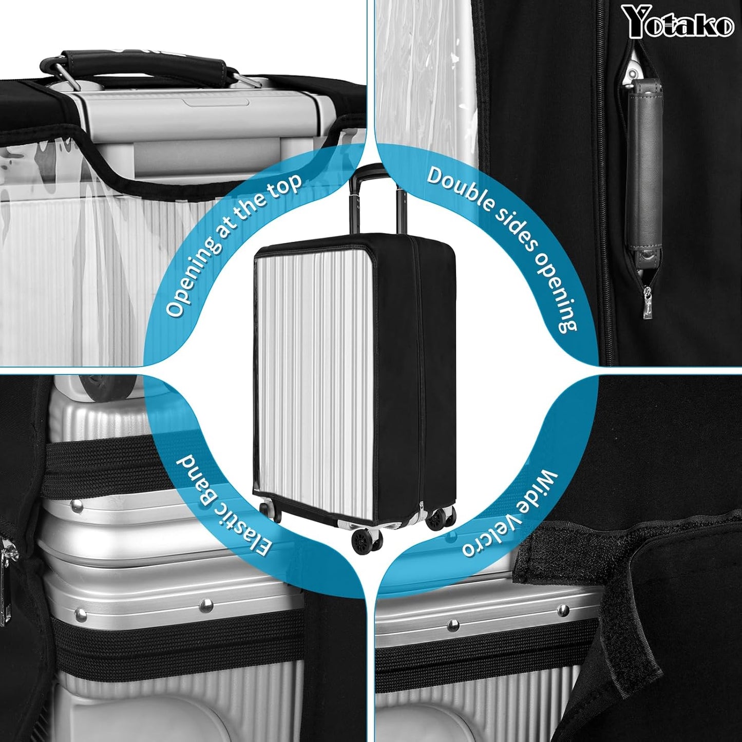 Yotako Upgraded Zippered Transparent PVC Suitcase Cover, No Disassembly Required Clear Luggage Protector for Suitcase Luggage Protector Cover 28''