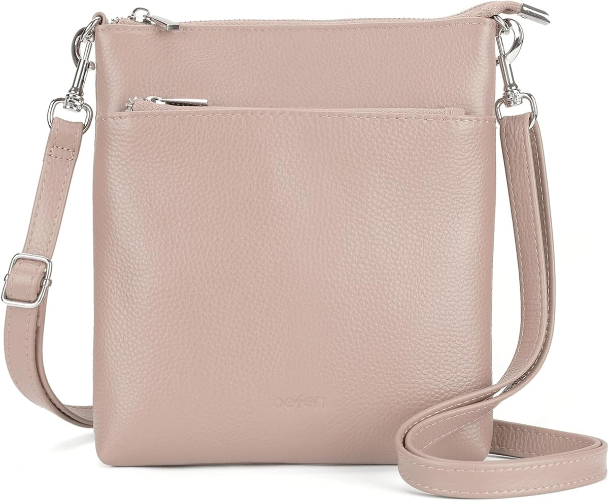 befen Genuine Leather Small Crossbody Purses for Women Travel Cross Body Bags Lightweight with Adjustable Shoulder Strap
