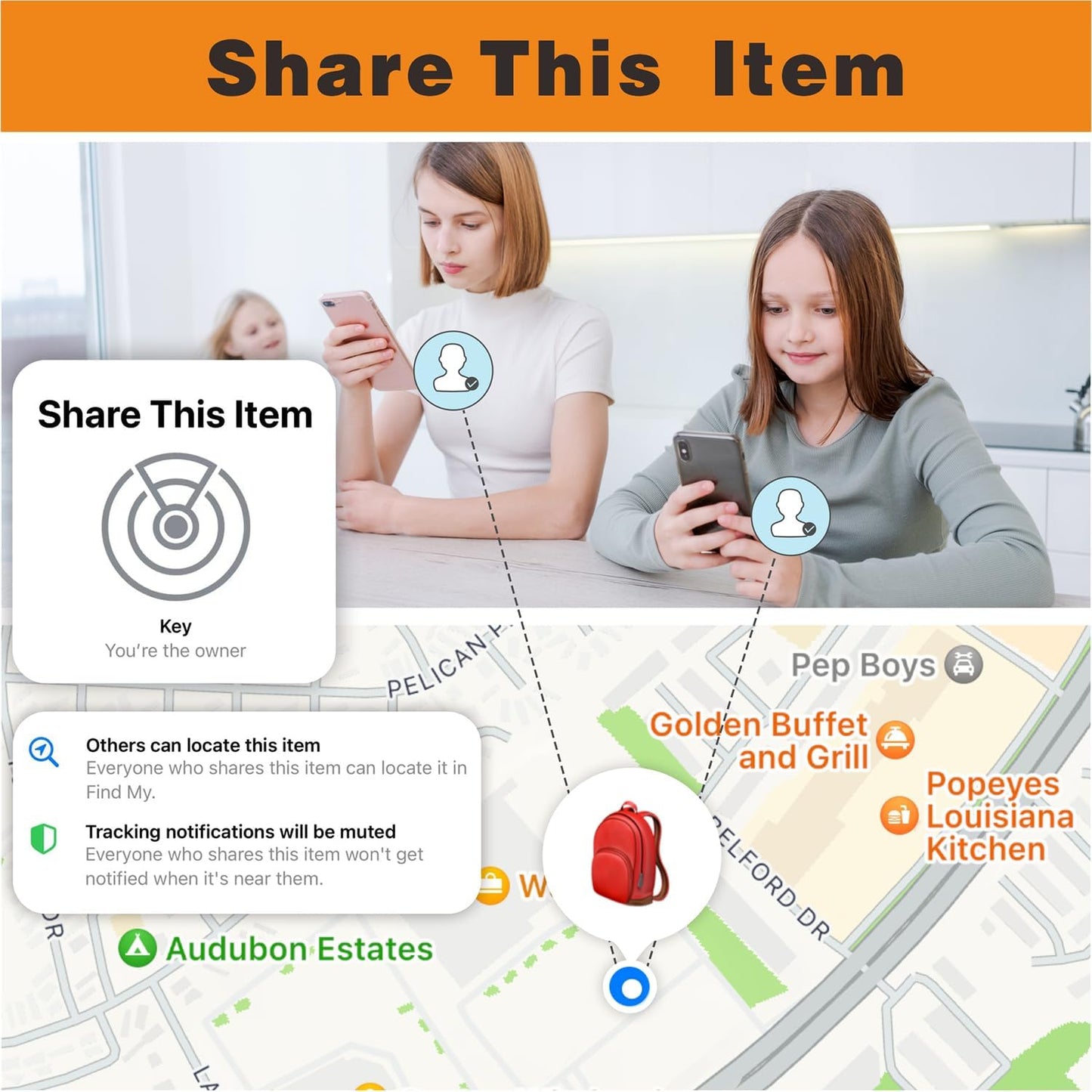 Air Tracker 4 Pack, Smart Bluetooth Tracker Works with Apple Find My (iOS Only), Item Finder Trakcer Tag Locator for Keys, Luggage, Backpack, IP67 Waterproof, Blue