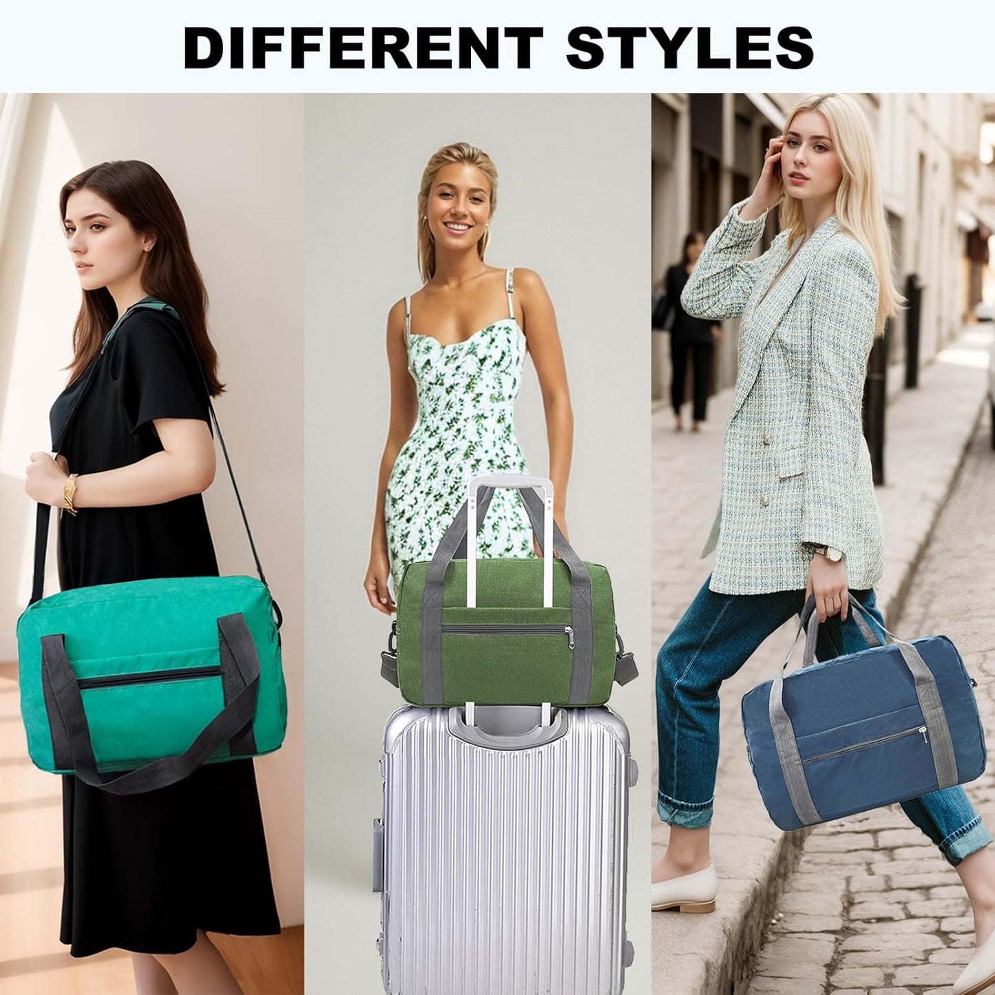 15 Inch Small Carry On Bags for Airplanes Spirit Airlines Personal Item Bag Underseat Foldable Travel Duffle Gym Bags for Women Men(20L,Navy)
