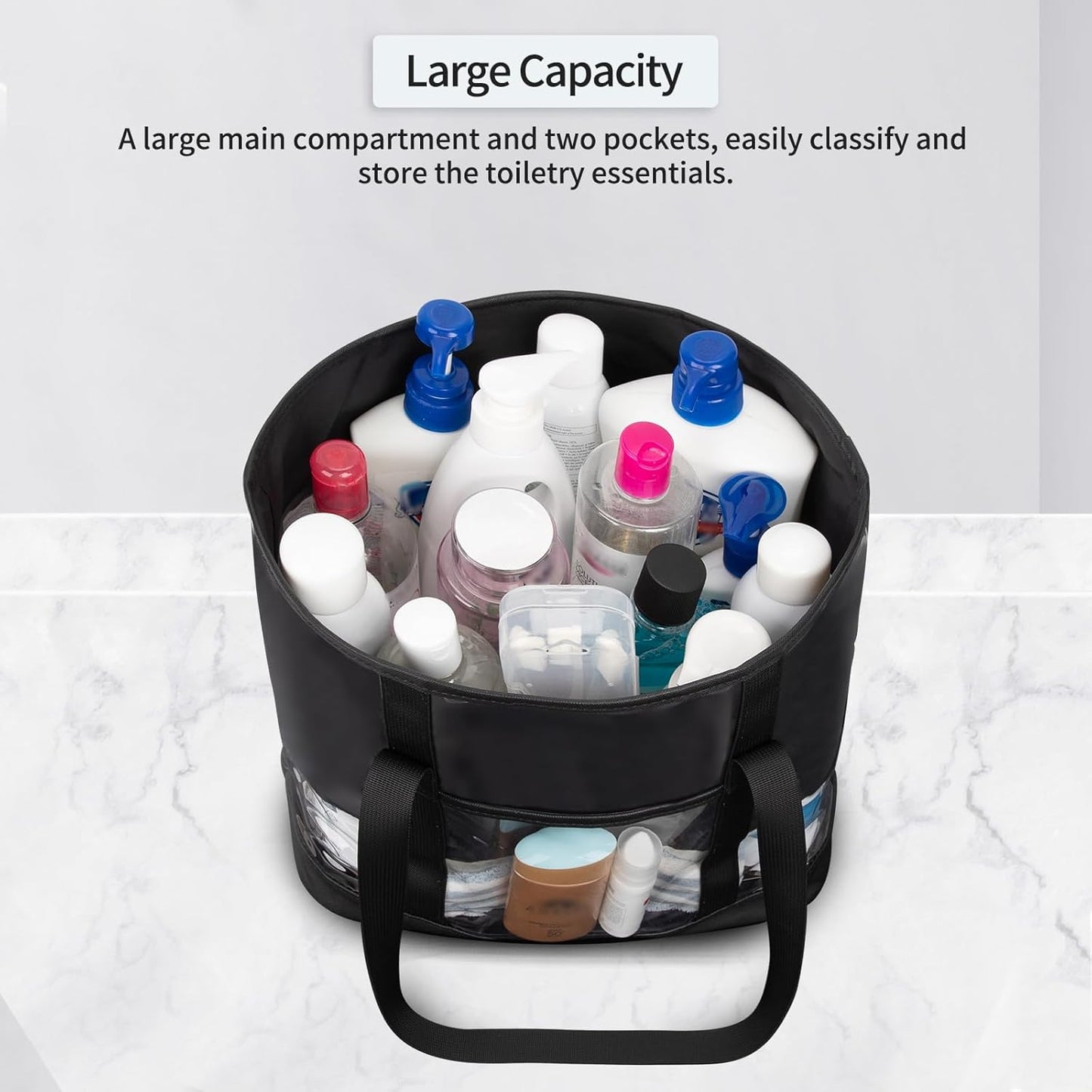Large Clear Toiletry Bag, Travel Toiletry Bag for Women Men, Waterproof Clear Tote Bag, Transparent Makeup Bag Cosmetic Organizer Portable Bath Shower Bag for Bathroom, Gym, Beach, Swimming, Traveling