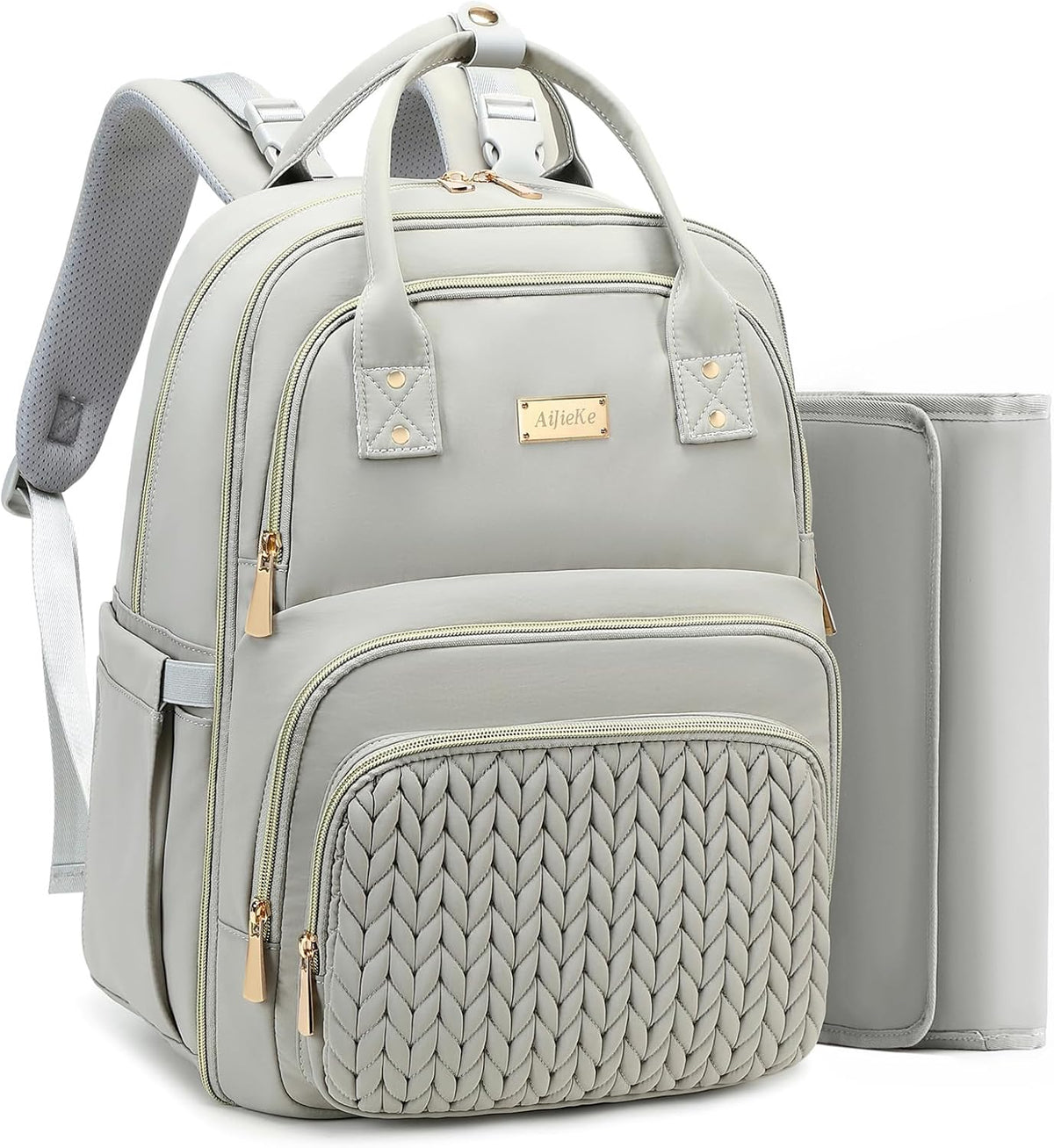 Diaper Bag Backpack - Large Multi functional, Boys, Girls & Baby Travel Essentials Tote with Changing Pad, Insulated Pockets, Stroller Straps, Waterproof - Baby Backpack for Mom & Maternity (Gray)