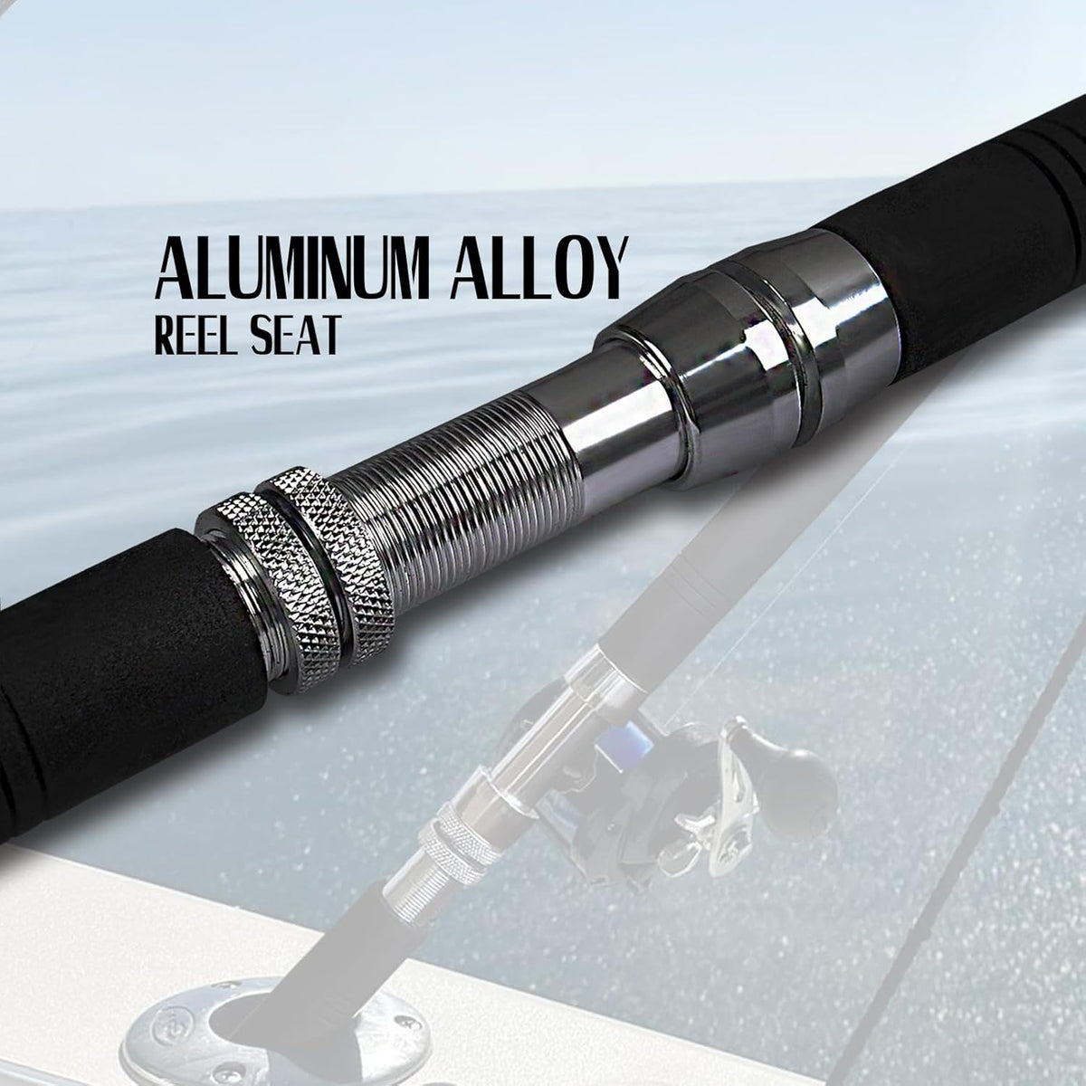 Fiblink Saltwater Offshore Heavy Trolling Fishing Rod Big Game Conventional Boat Fishing Roller Rod Pole with All Roller Guides (Heavy Power, 5-Feet 1-Inch)