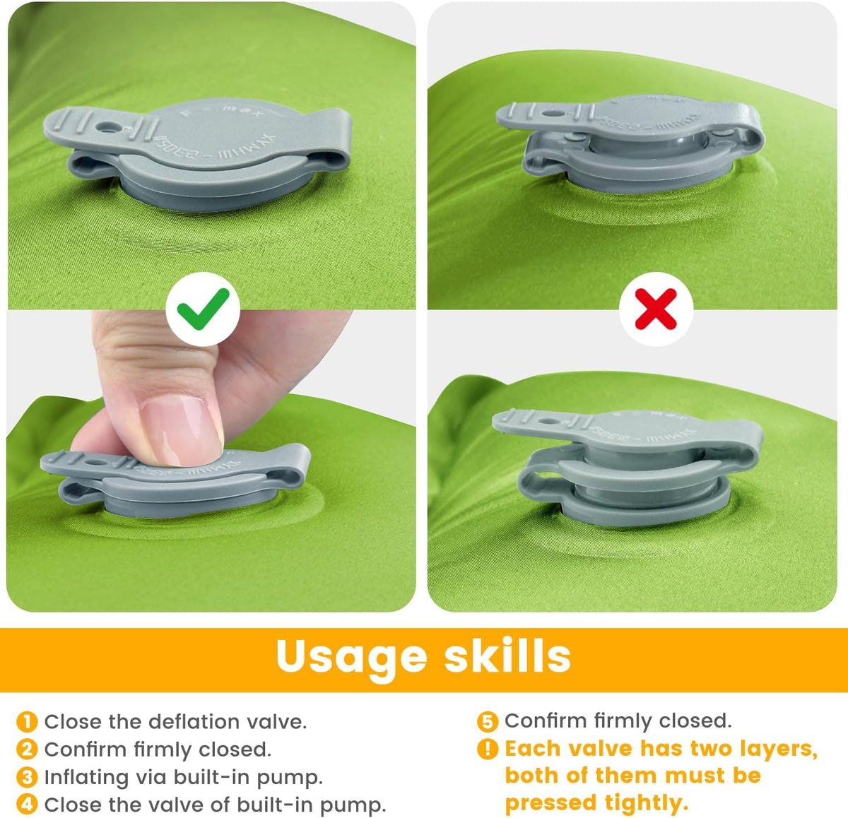 Camping Sleeping Pad, 4in Thick Ultralight Inflatable Camping Mat with Pillow, Built-in Foot Pump Sleeping Mat, Wide Compact Camping Pad for Travel Tent Hiking Backpacking Trip Car Camp Gear