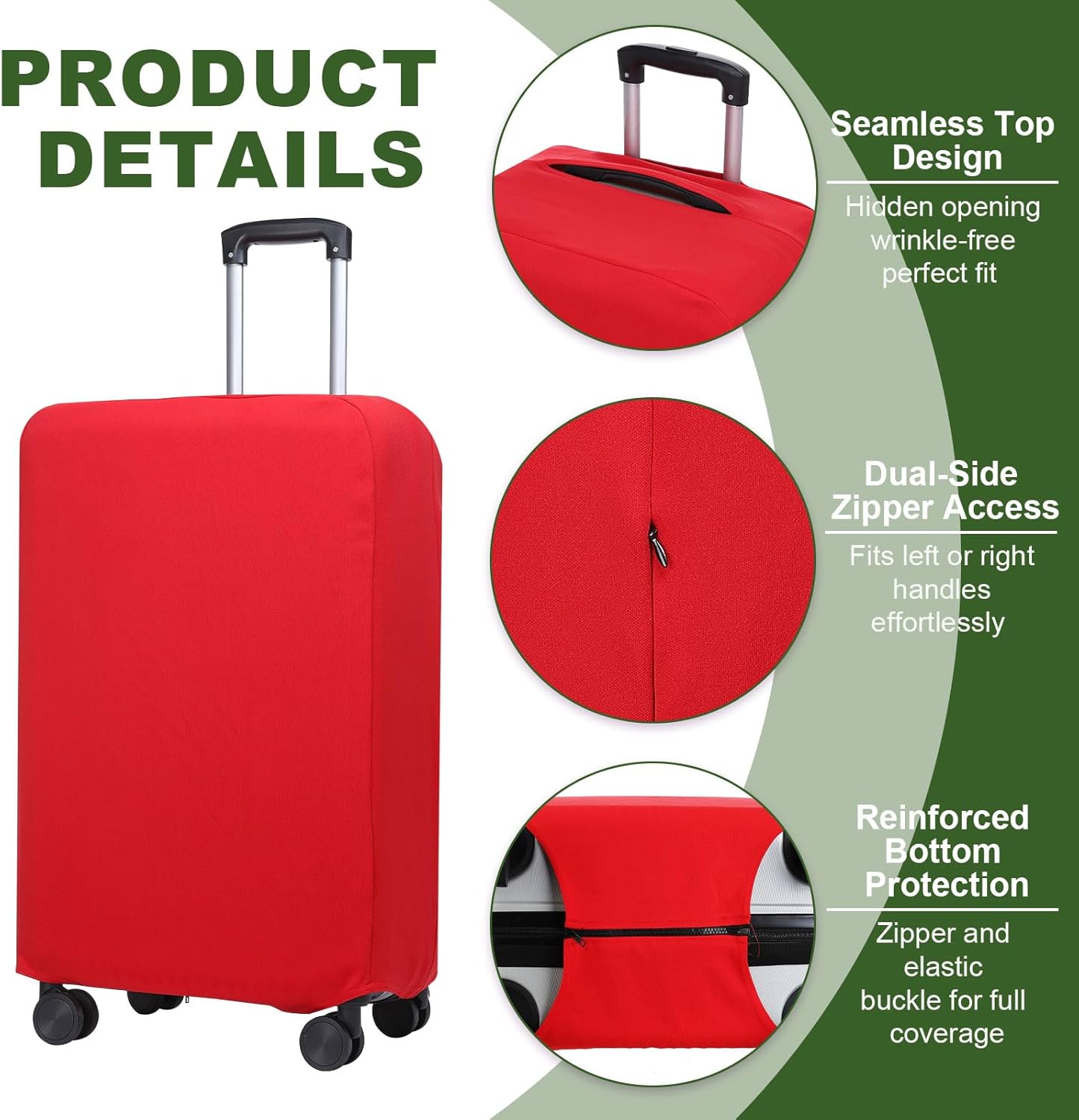 PATIKIL Luggage Cover, Suitcases Covers Elastic Carry on Cover Protector Washable Scratch-Resistant Fits 26-27 Inch Luggage for Travel Business Trips, Red