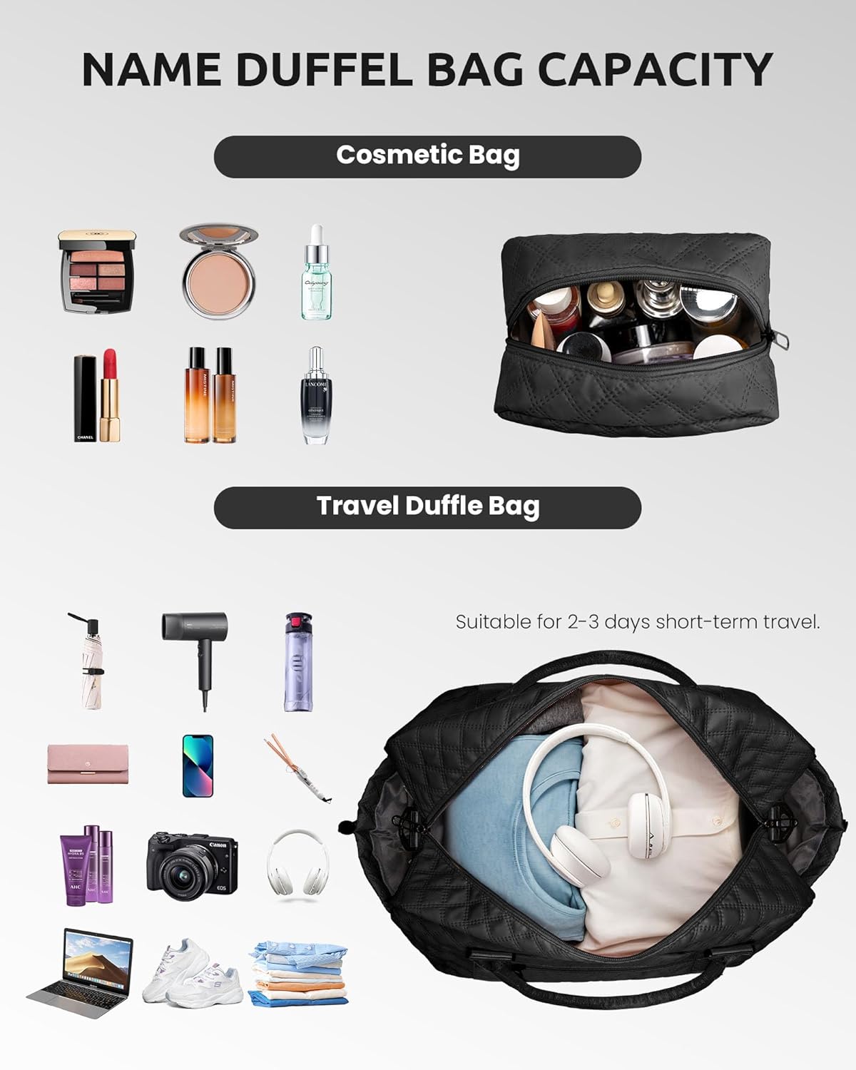 Teacher Appreciation Gifts for Women-Initial Duffle Bag with Shoe Compartment, Weekender Bag, Monogram Overnight Bag, Letter Travel Bag with Makeup Bag，Birthday Gift for Women Girl (Letter Q)