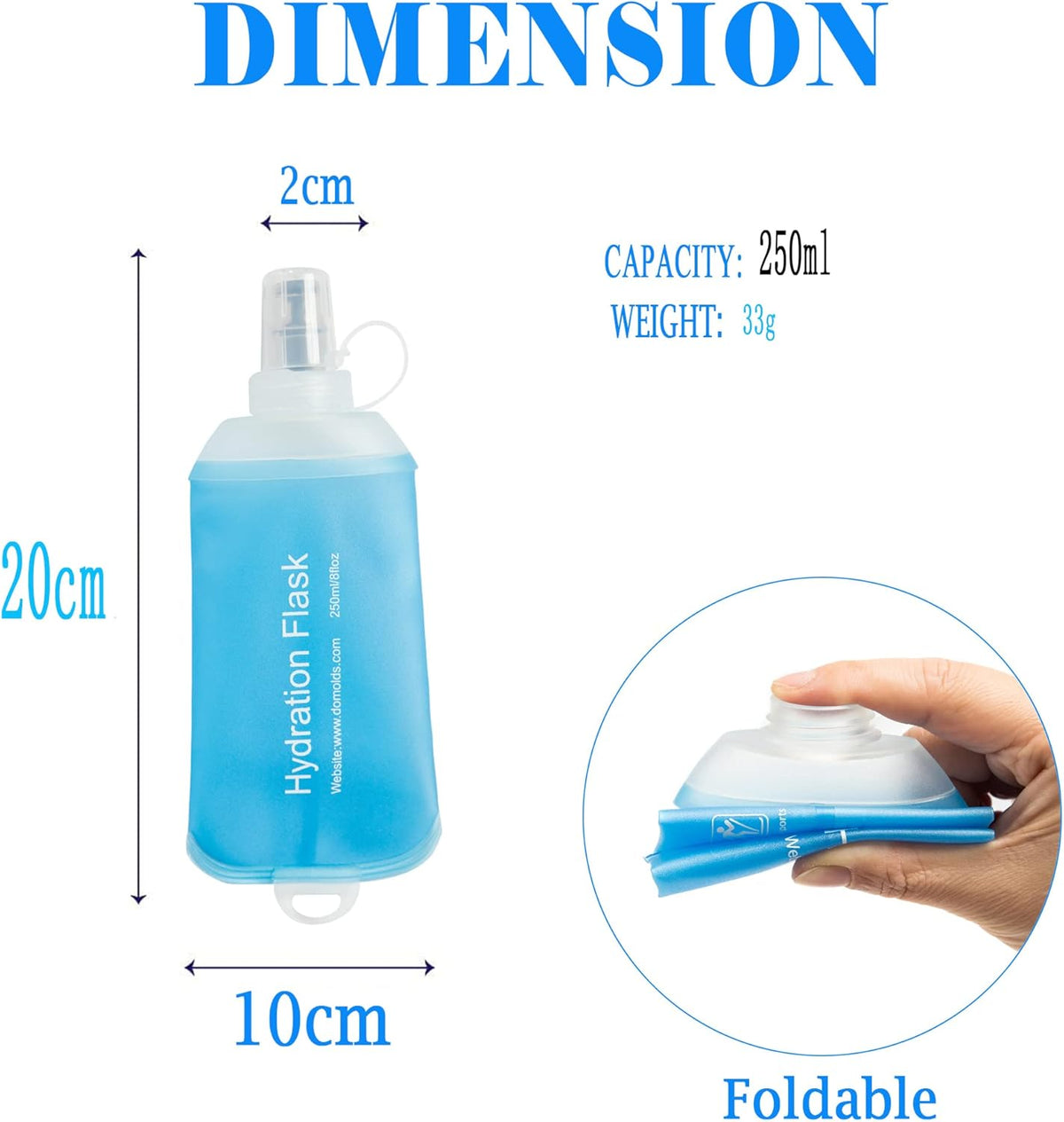 AXEN Soft Flask TPU Foldable Running Hydration Flask, Soft Collapsible Water Bottle for Hydration Pack Cycling Marathon Running Hiking