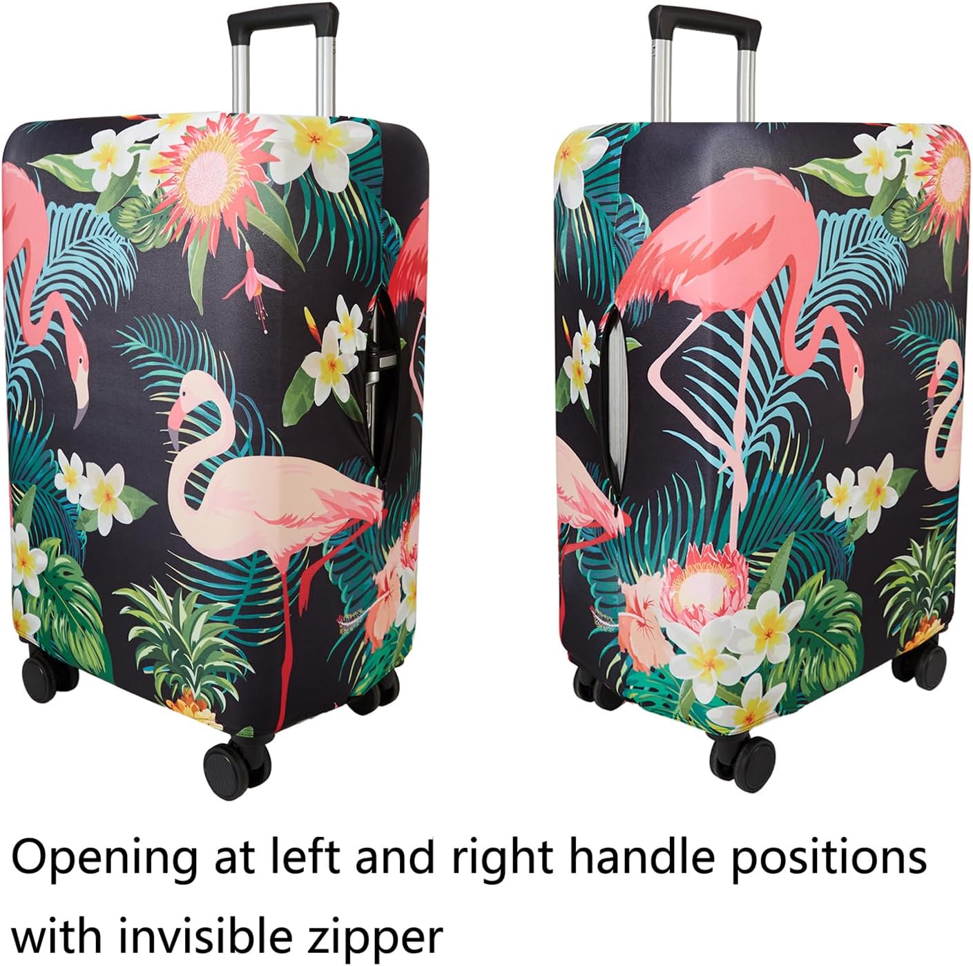 WUJIAONIAO Travel Luggage Cover Baggage Suitcase Cover Protector Skins 18-32 Inch (Flower flamingo, L (for 25-28 inch luggage))