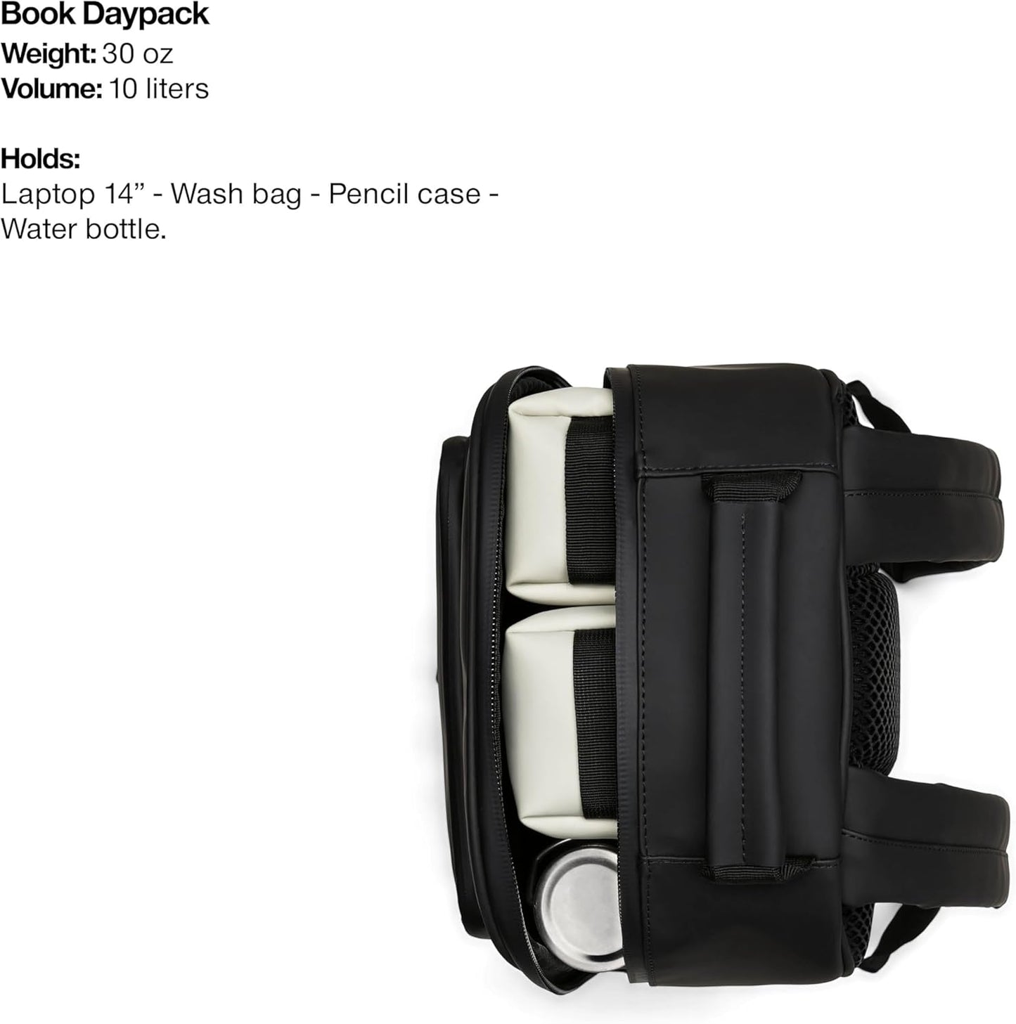 RAINS Regular Book Daypack, Backpack, Laptop Bag, Waterproof, 2 Year Warranty, Black