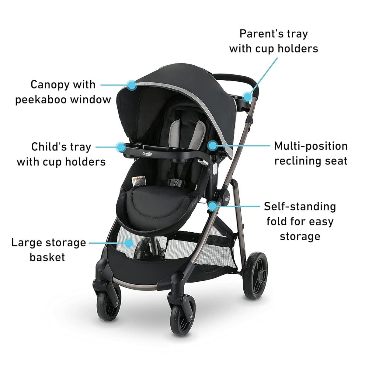 Graco Modes Pramette Travel System, 3-in1 Modular Carseat Stroller Combo, Infant Car Seat Carrier to Toddler Stroller, Includes the SnugRide Car Seat, Redmond