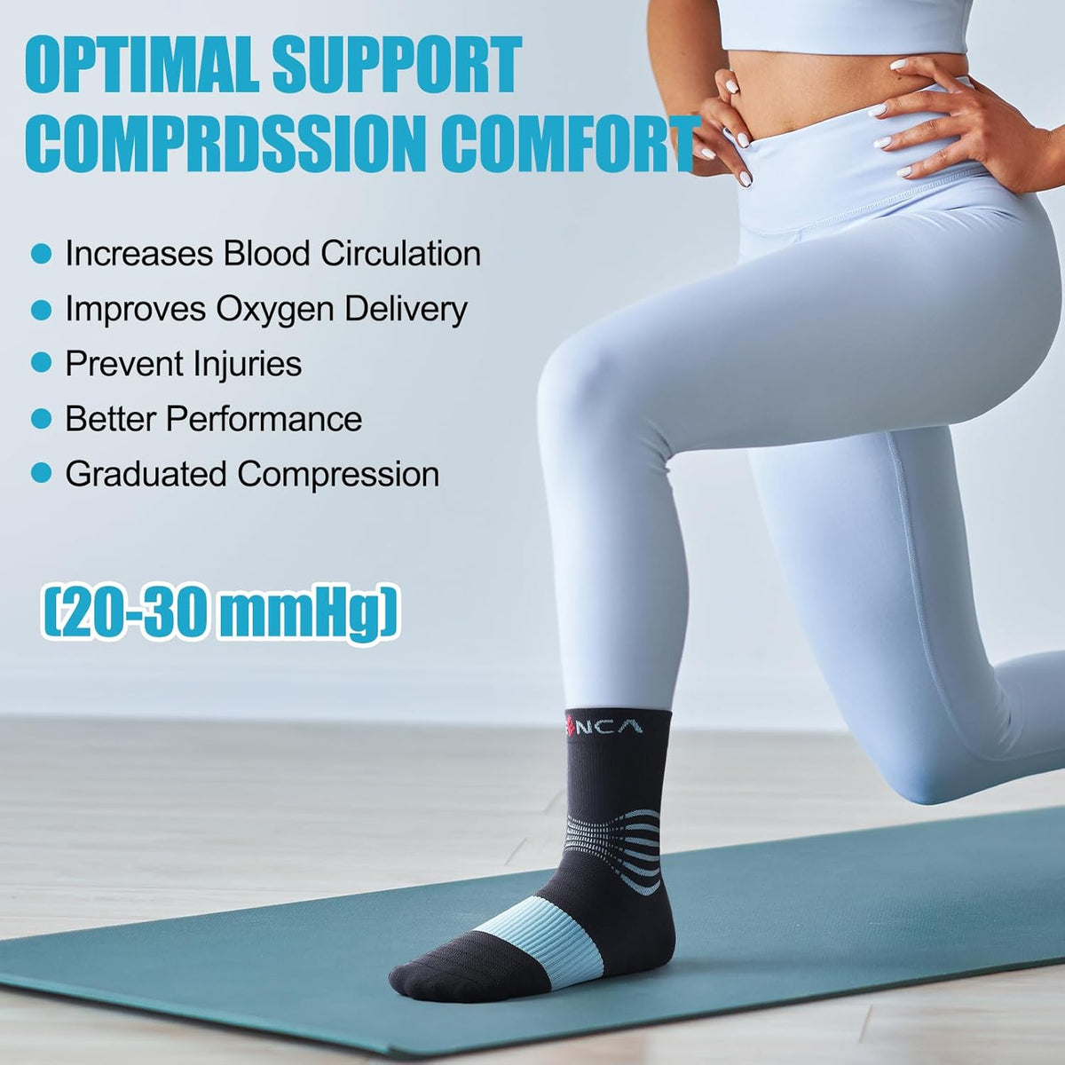 NEENCA Medical Compression Socks—2 Pairs, Ankle Socks for Injury Recovery, Pain Relief, Swelling, Sport Protection 20-30 mmHg