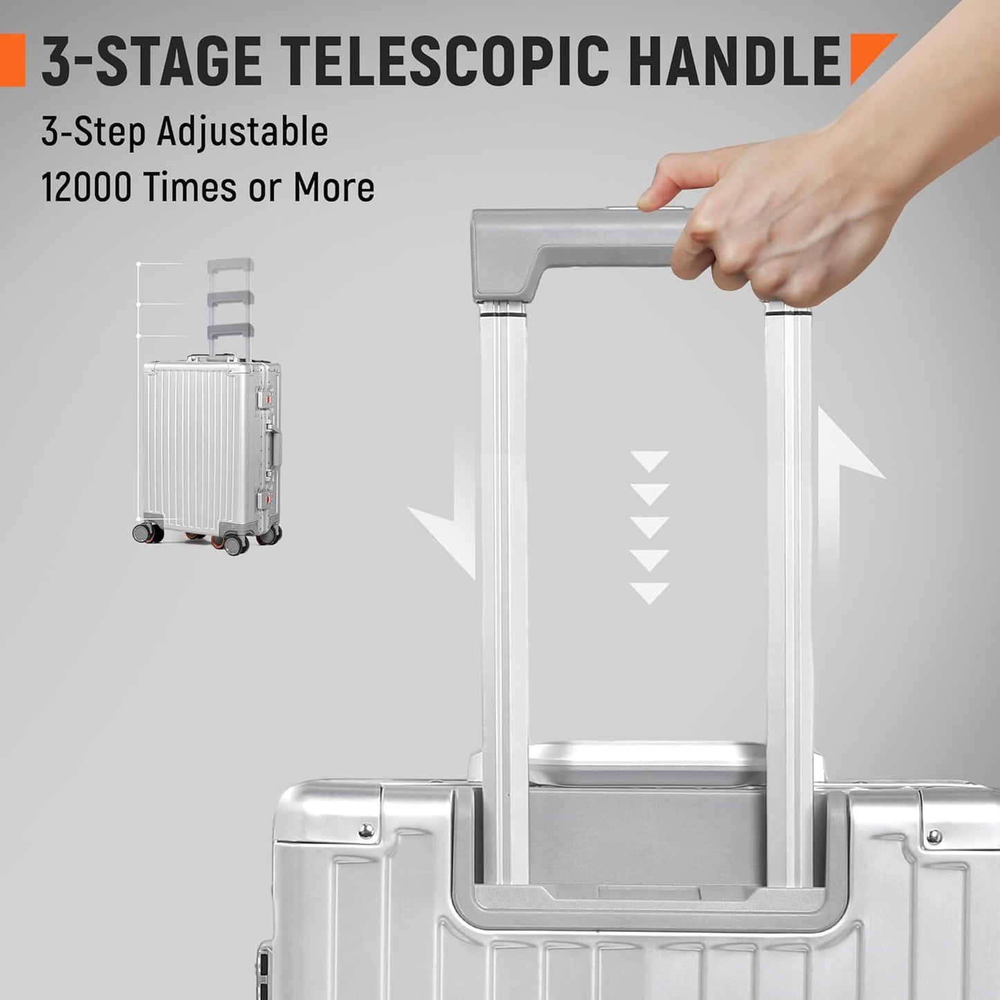 UrbanExplorer 24Inch All Aluminum Check In Luggage Heavy Duty Hard Shell Suitcases with Spinner Wheels, Zipperless Suitcase with TSA Lock, Large Luggage for Business Travel, Sliver