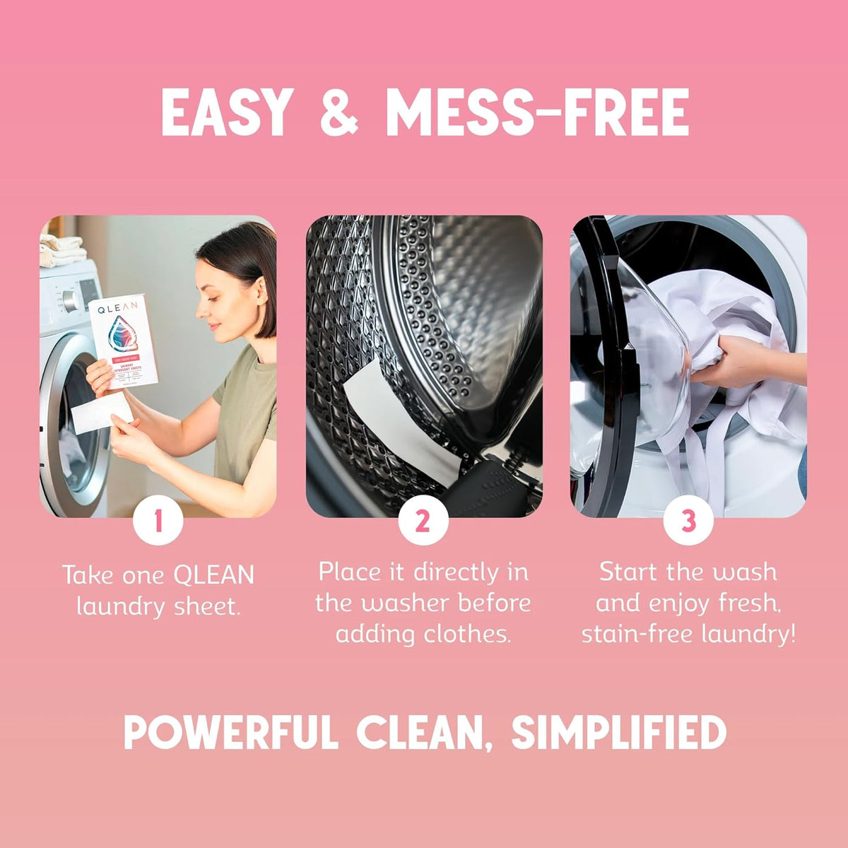 QLEAN Laundry Detergent Sheets (Travel Size 40 Loads) – Travel Laundry Detergent Sheets, Eco-Friendly Laundry Soap, HE & Standard Washer Safe, Stain Remover, Skin-Friendly - Ruby Sunset Bliss