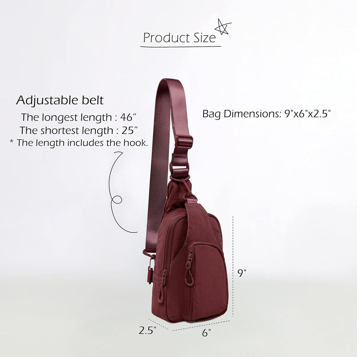 ODODOS Daily Sling Bag with Adjustable Straps Crossbody Chest Bag Lightweight Small Backpack for Casual Traveling Hiking