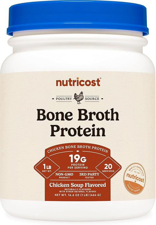 Nutricost Chicken Bone Broth Protein Powder (Chicken Soup Flavored, 20 Servings)