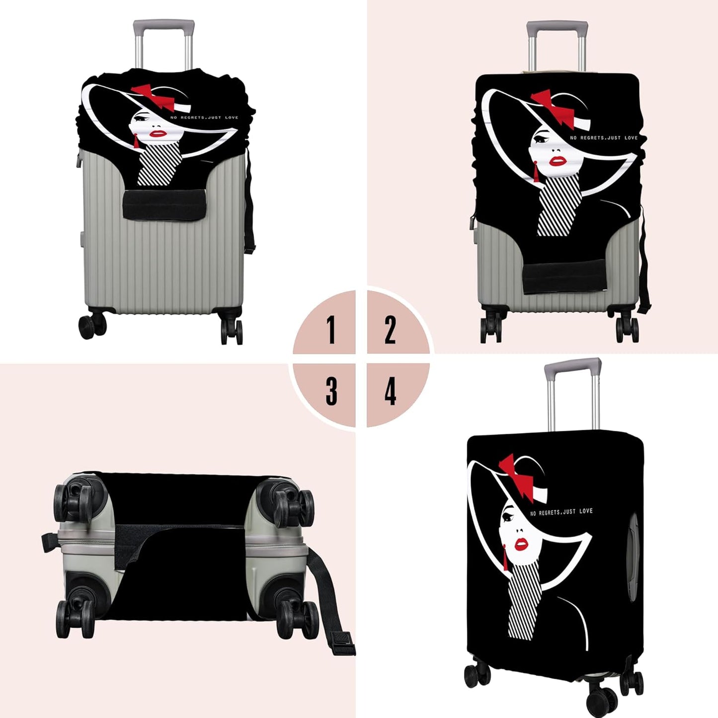 Travel Luggage Cover Suitcase Protector Fits 18-32 Inch Wheel Covers PatternedTravel Related Items Flower Luggage Protector Elastic L