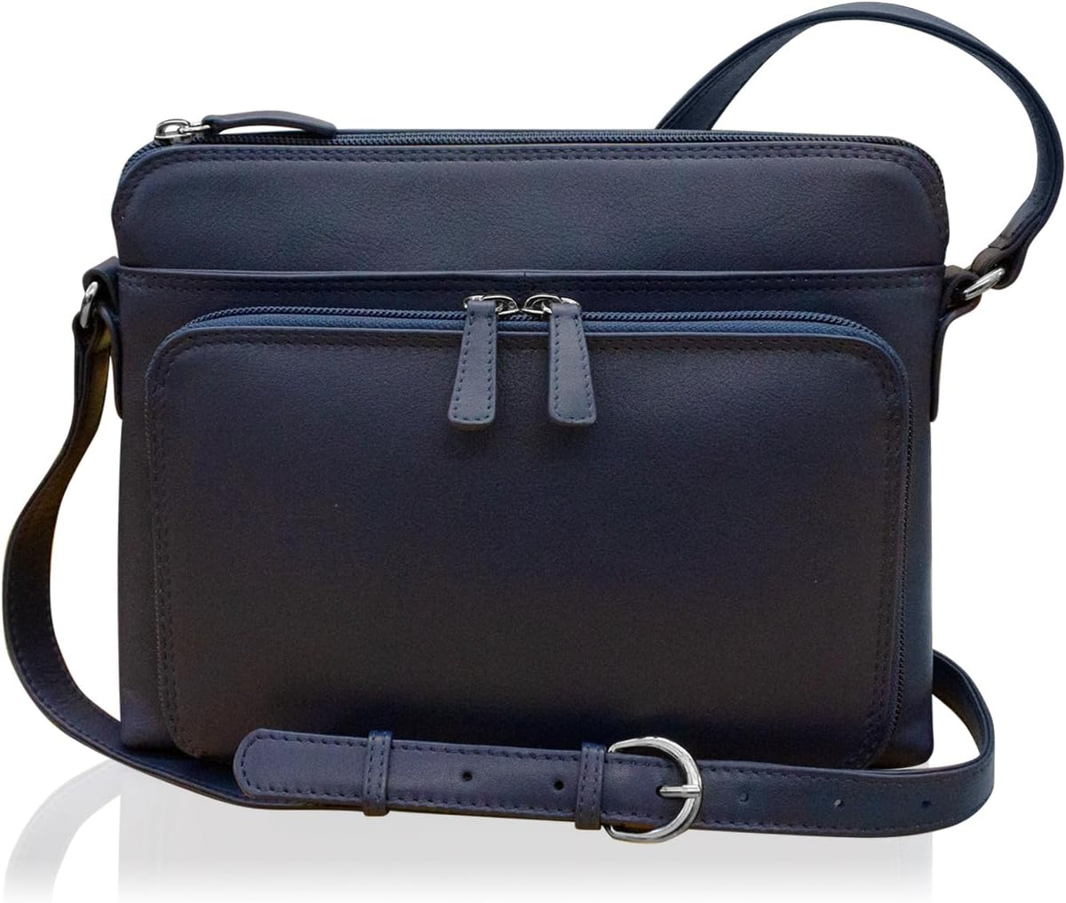 ili New York Genuine Leather Crossbody Bags for Women - Premium RFID Blocking Shoulder Bag Organizer with Adjustable Strap
