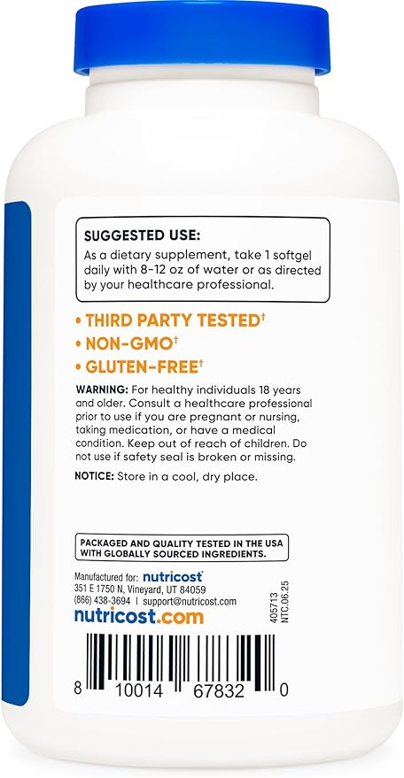 Nutricost Cod Liver Oil 1000mg, 120 Softgels - Non-GMO & Gluten Free
