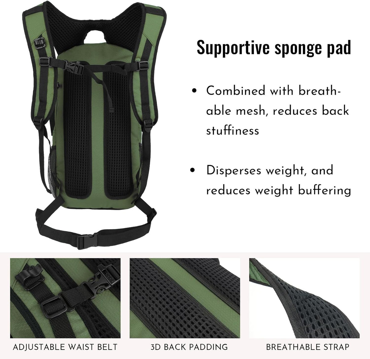Zavothy 18L Multipurpose Hiking Backpack with 3L Water Bladder – Durable Hydration Backpack with Insulated Bladder Compartment, Hidden Helmet Holder & Rain Cover – for Hiking, Commuting, and Camping