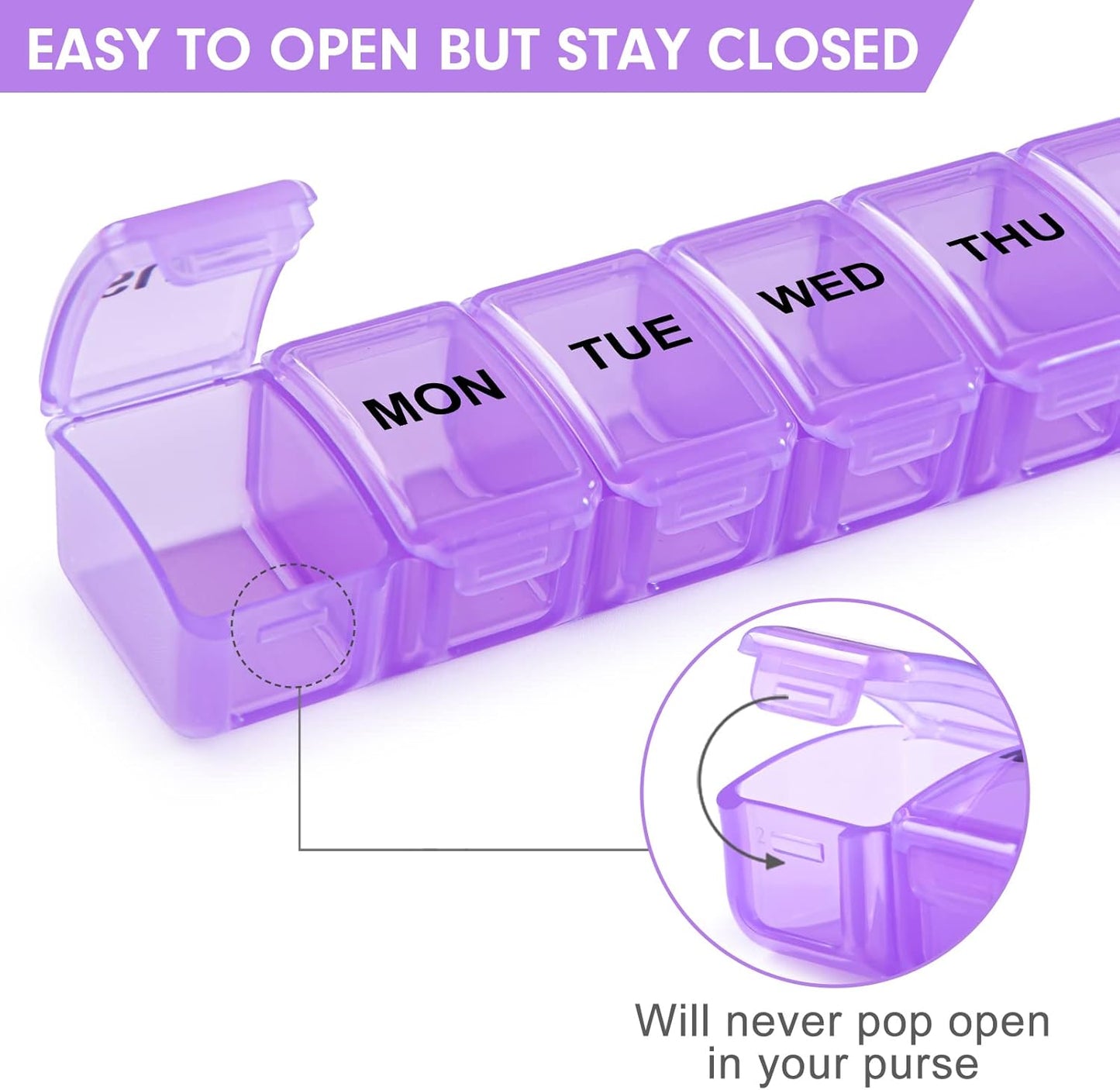 Small Pill Organizer 2 Times a Day, 2 Pack 7 Day Pill Box 1 Time a Day, Travel Friendly Day Night Vitamin Organizer, Weekly Pill Case Container