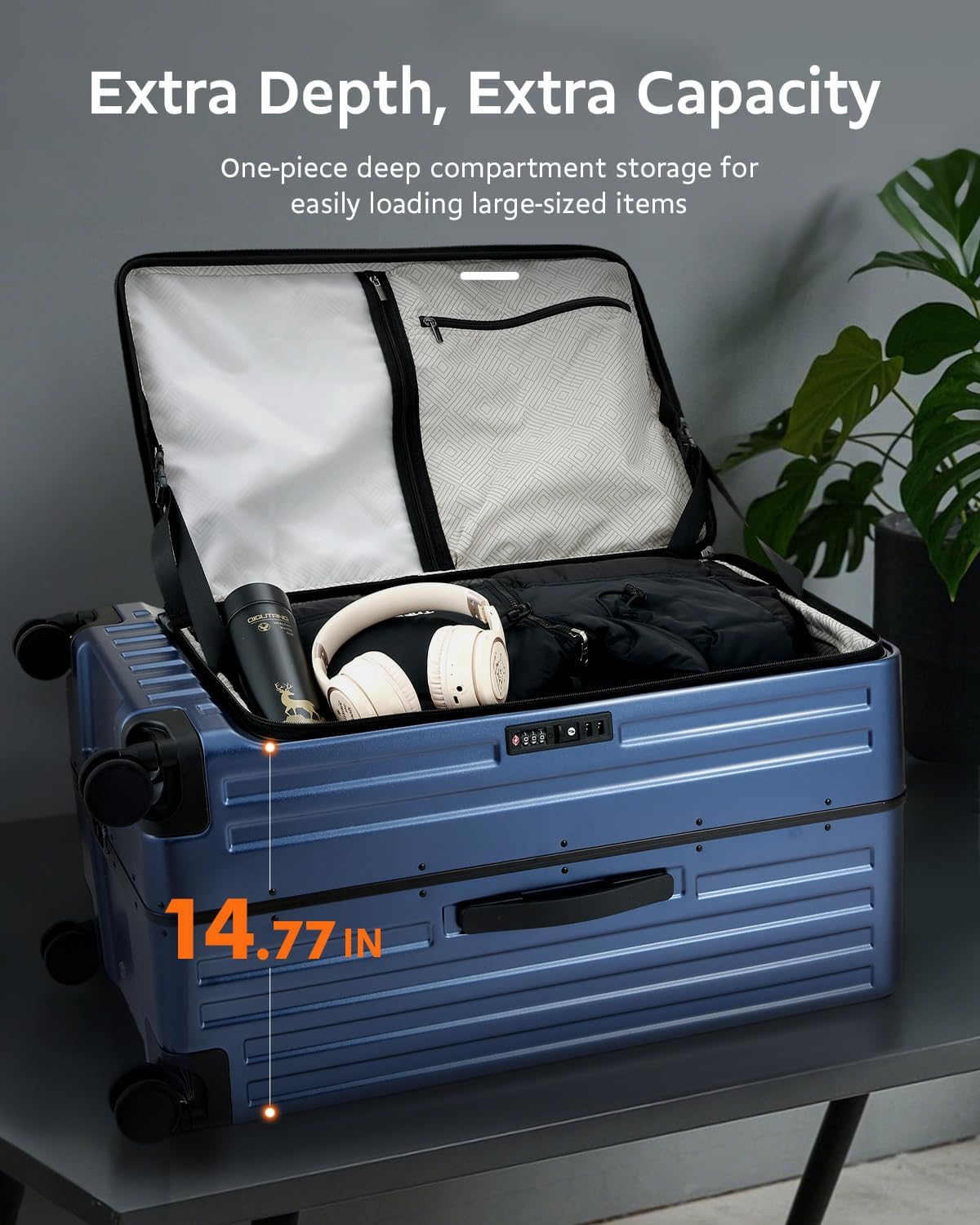 Luggage Sets 2 Pieces, 20 Inch Carry On Luggage and 29 Inch Checked Luggage with Spinner Wheels, Lightweight ABS+PC Hardshell Trunk Suitcases with Aluminum Frame, Top Opening (Blue, 20/29)