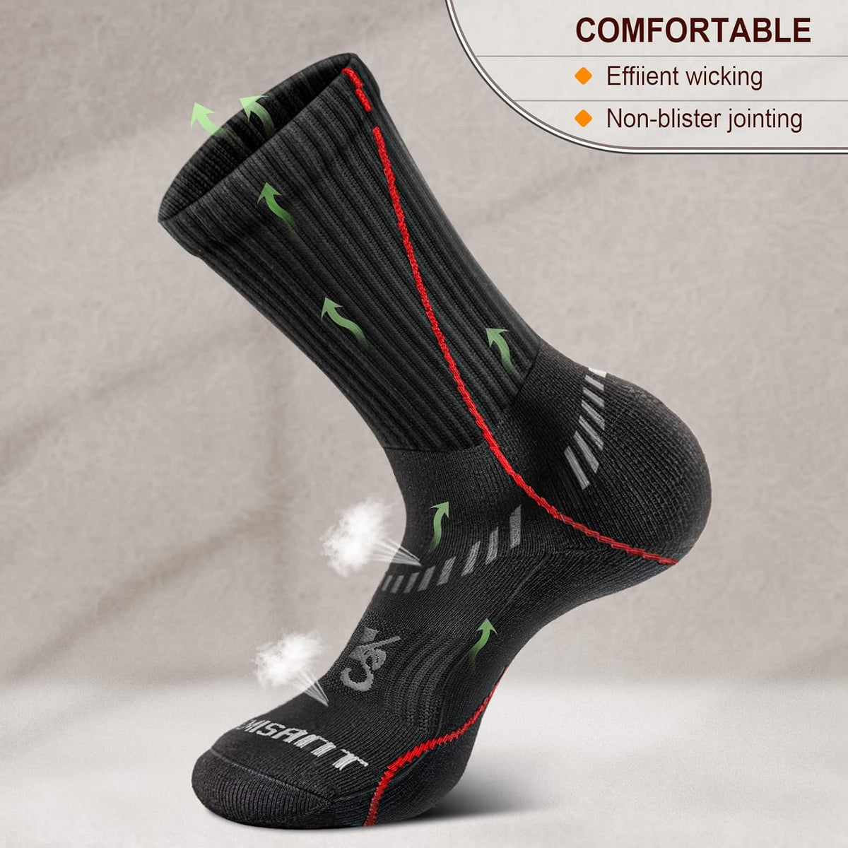 BULLIANT Compression Socks for Men 6Pairs, Athletic Crew Socks Cushioned For Men Sports Running-Arch Support
