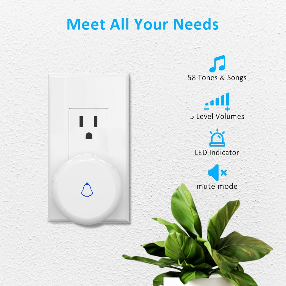 Wieless Door Bells Chimes, AMHEY Door Chime Doorbell with 700ft Operate Range 58 Chimes 5 Volume Level Door Open Alarm for Business/Office/Home/Store When Entering, 2Sensor+1Receiver