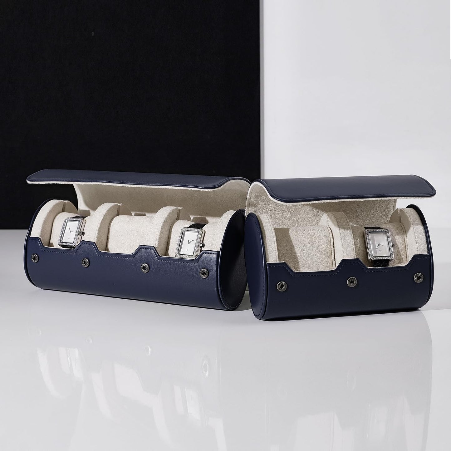 Oirlv Luxury Leather Watch Organizer Case Watch Box for Mens Jewelry Gift Box for Birthday Fathers Day Anniversary(3 slots, Royal Blue)