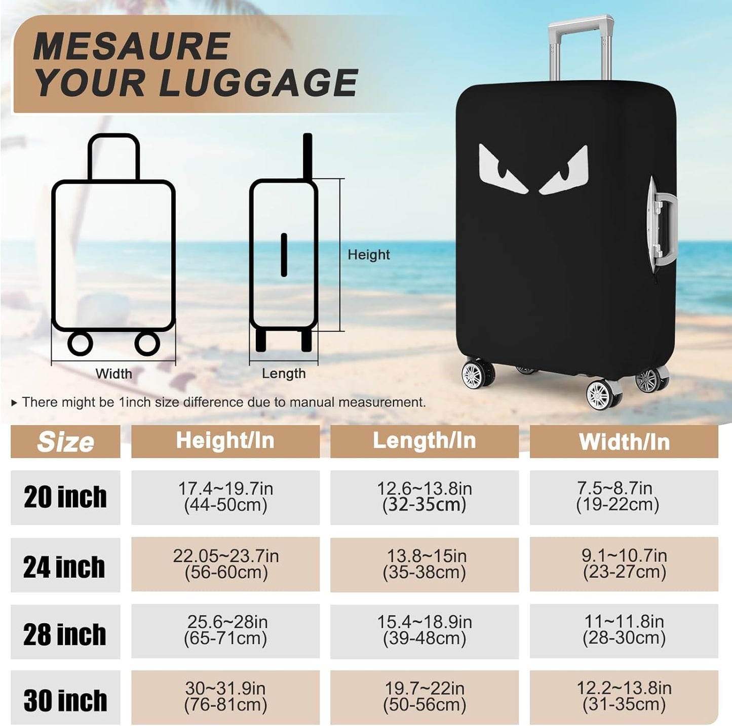 Luggage Covers For Suitcase Tsa Approved, Washable Suitcase Cover Elastic Luggage Protector Scratch Resistant Suitcase Cover For 30-32 Inch Wheeled Luggage(Eye-30 inch)