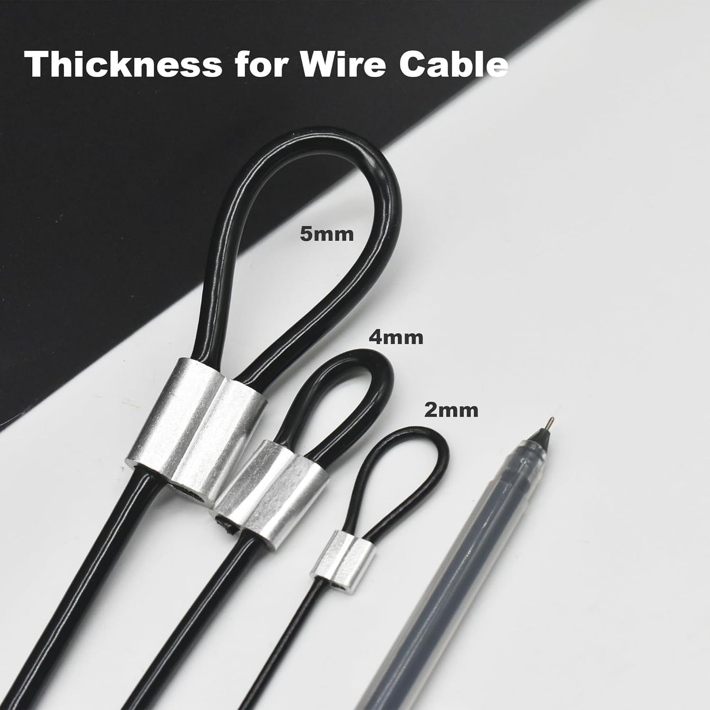 10 Pcs 5mm Wire 12 inch Vinyl Coated Stainless Steel Cable with Loops Short Wire Rope Lanyard Lock Security Chain Link for Outdoor Gates, Black(5mm x 12 inch)