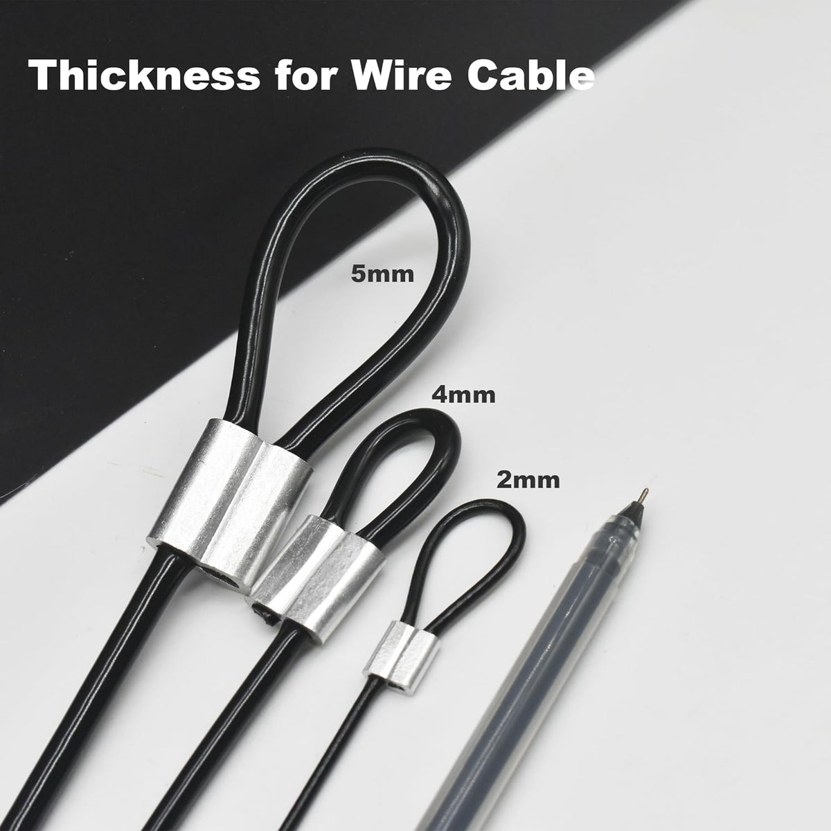 5 Pcs 5mm Wire 36 inch Vinyl Coated Stainless Steel Cable with Loops Short Wire Rope Lanyard Lock Security Chain Link for Outdoor Gates, Black(5mm x 36inch)