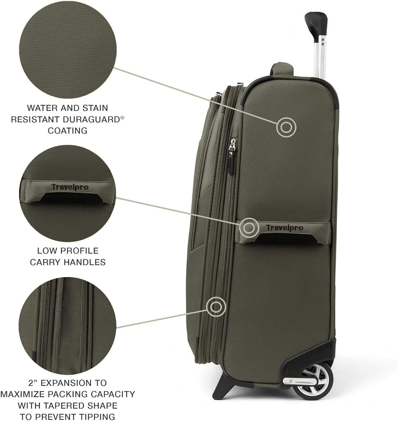 Travelpro Maxlite 5 Softside Expandable Upright 2 Wheel Checked Luggage, Lightweight Suitcase, Men and Women, Slate Green, Checked Medium 26-Inch