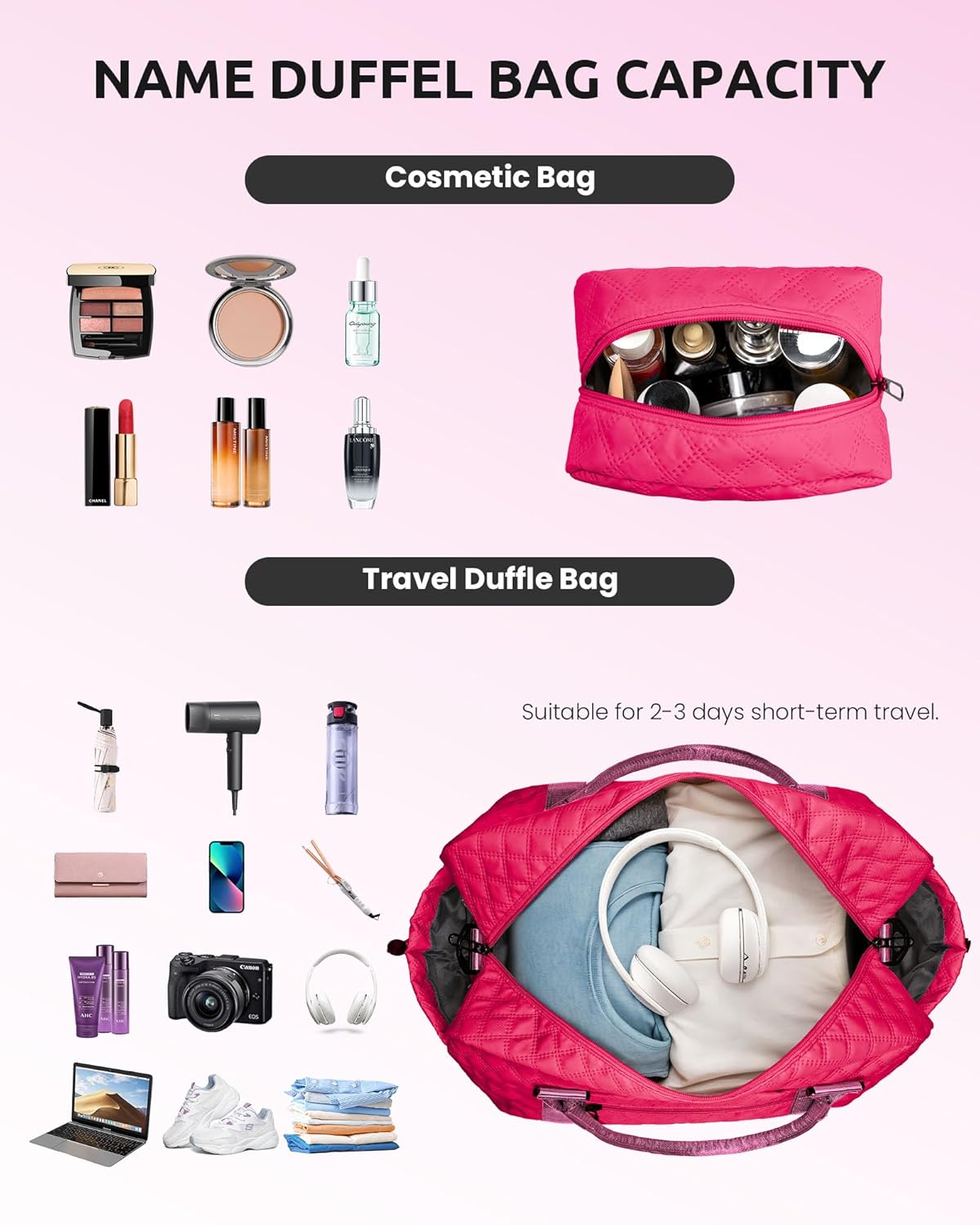 Gifts for Teen Girls 12-14, Birthday Gift-Initial Travel Bag with Shoe Compartment, Personalized Weekender Bag, Monogram Overnight Bag for Women, Letter Travel Bag with Makeup Bag (Letter M)