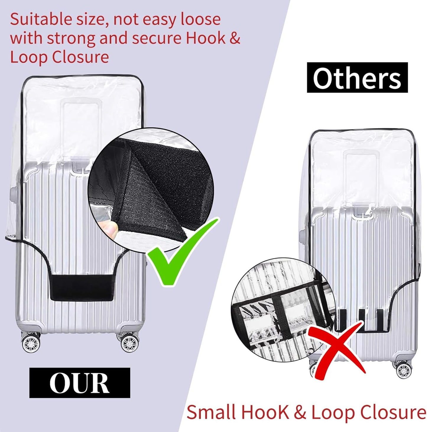 Yotako Clear PVC Suitcase Cover Protectors 24 Inch Luggage Cover for Wheeled Suitcase 24''